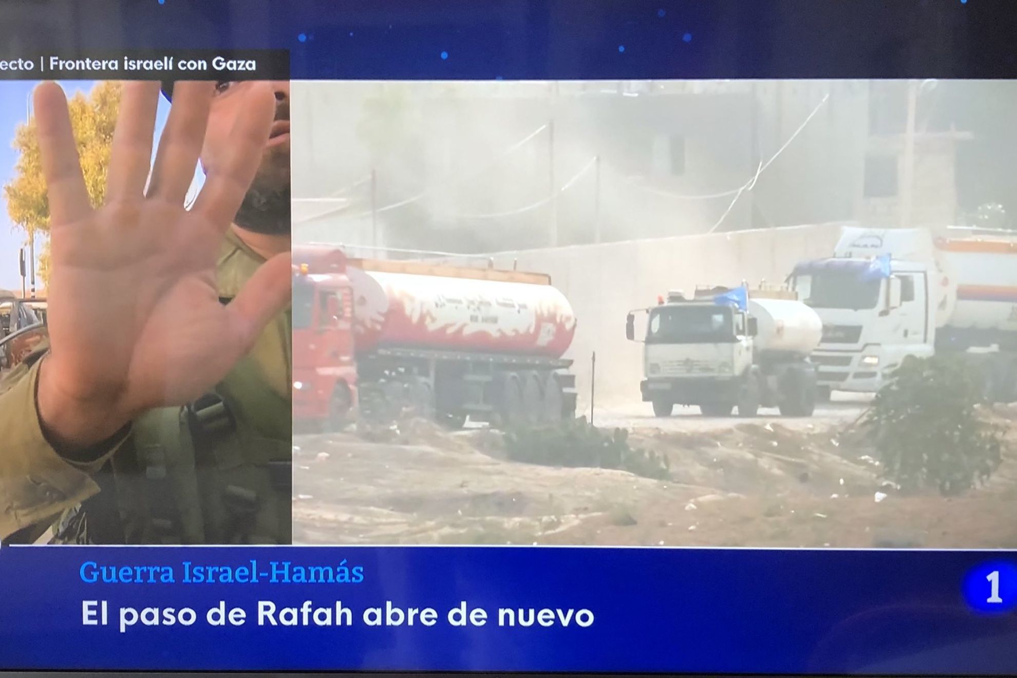 Un soldado de Israel interrumpe la emisión en directo de RTVE