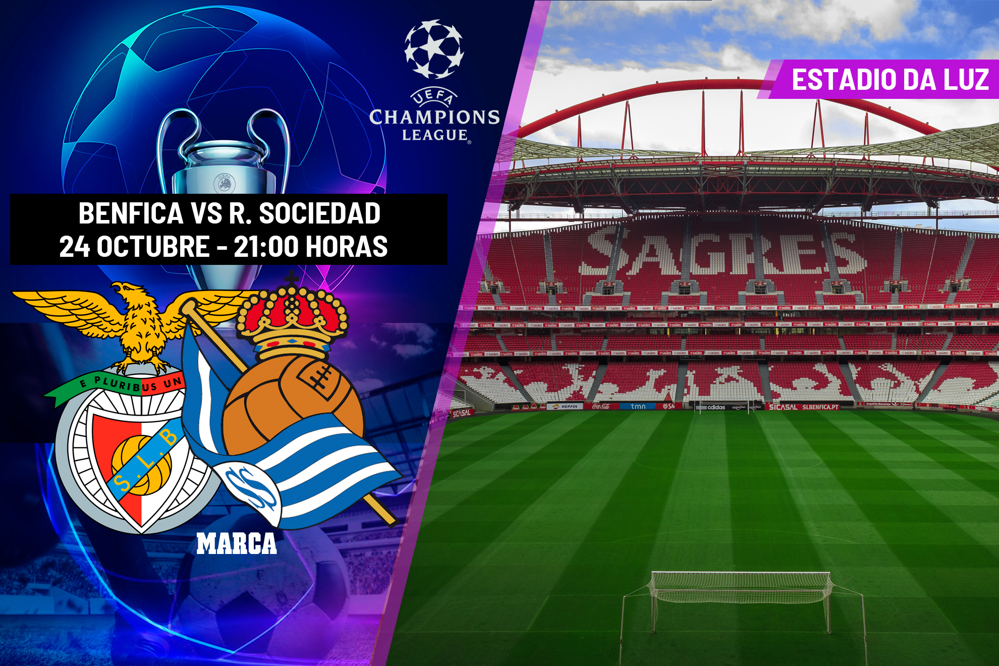 Benfica - Real Sociedad: horario y dónde ver en TV y online hoy la Champions League