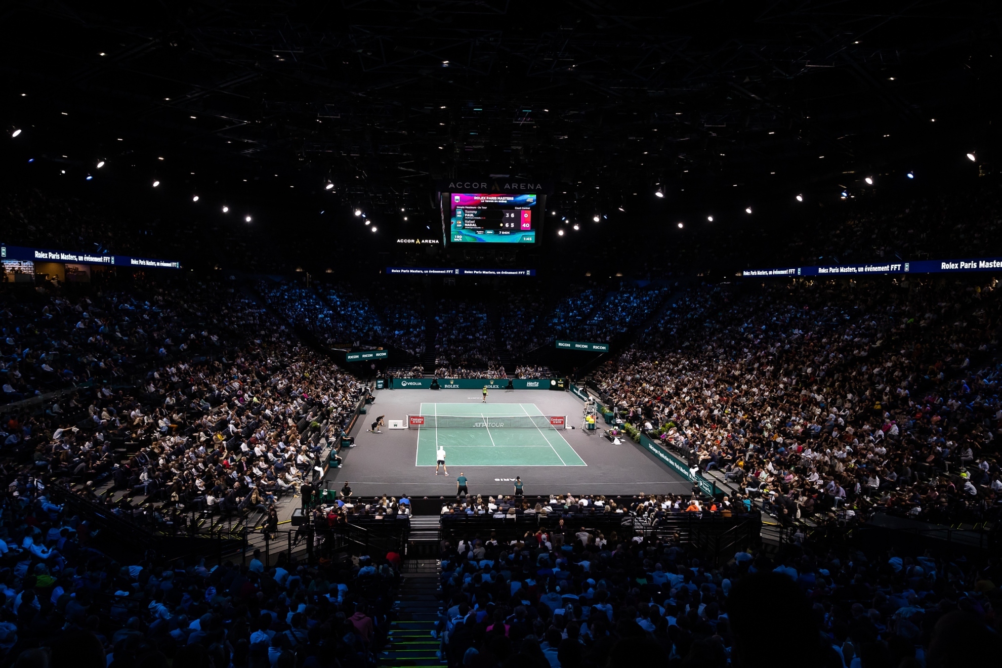 La pista central del Masters 1000 de Pars-Bercy llena para un partido