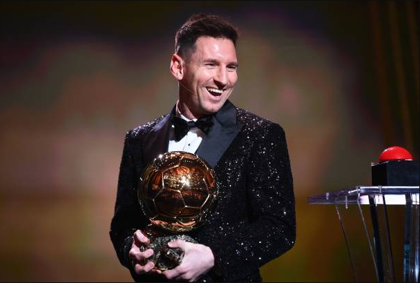 Messi winning the 2021 Ballon d'Or