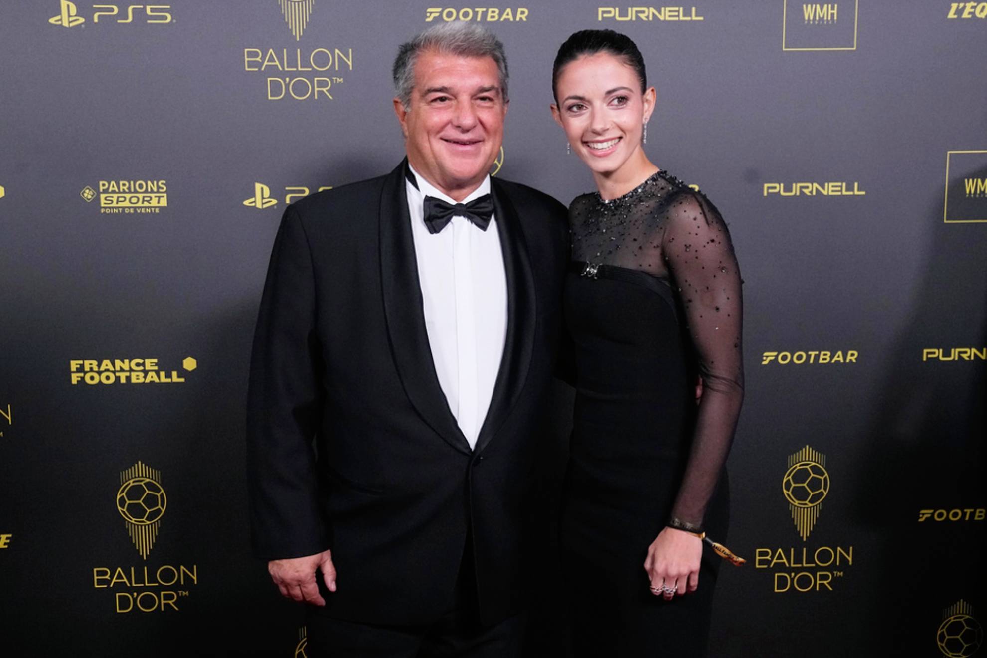 Joan Laporta and Aitana Bonmati pose for a picture prior the 67th Ballon d'Or award ceremony