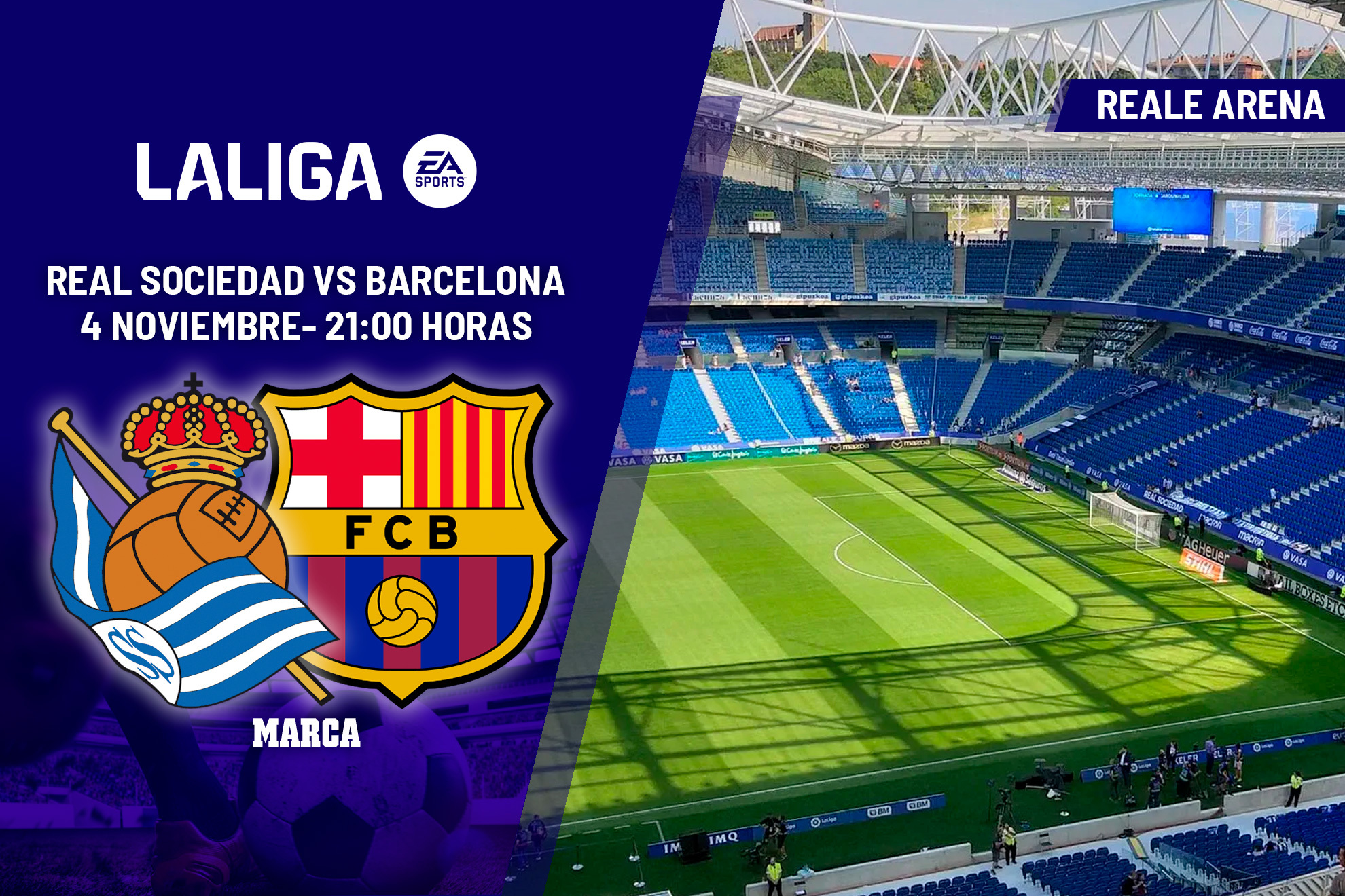 Real Sociedad - Barcelona: horario y dnde ver en TV hoy el partido de la jornada 12 de LaLiga EA Sports