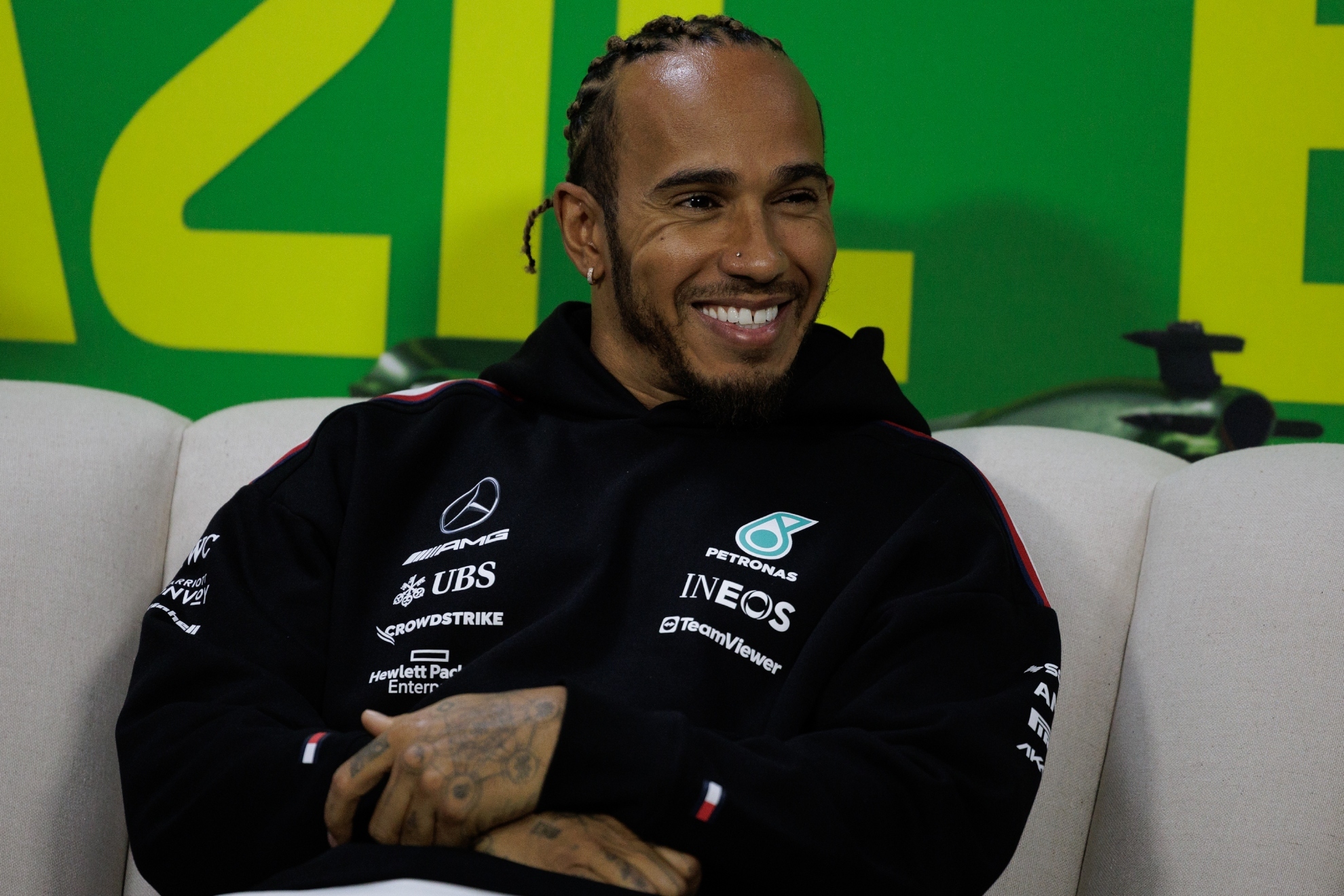 Lewis Hamilton durante la rueda de prensa previa al GP de Brasil