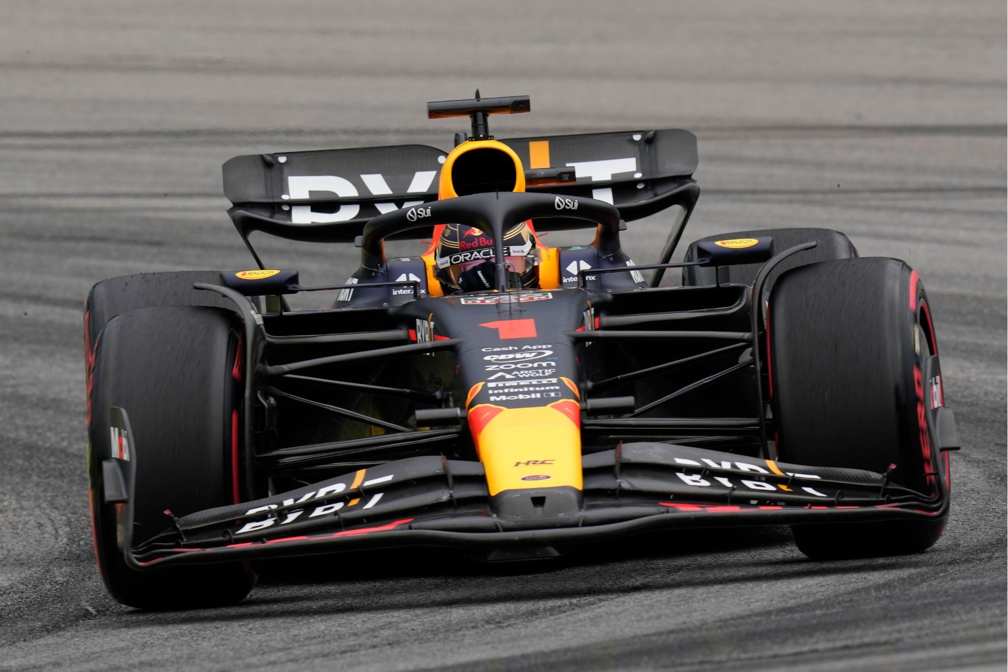 Max Verstappen steers his car during the qualifying session at the Interlagos racetrack