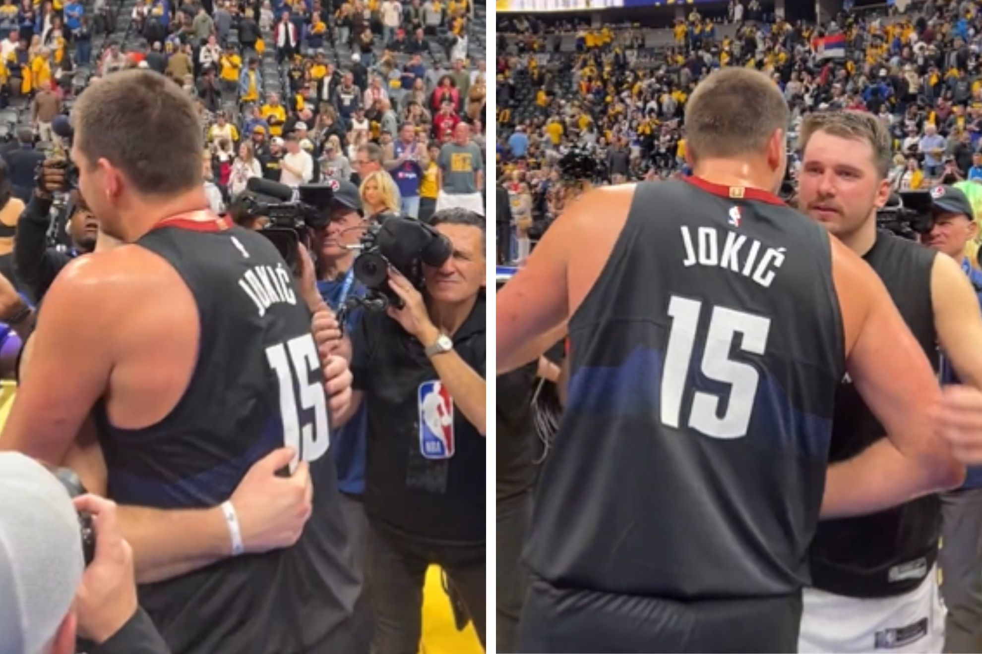 Nikola Jokic kisses Luka Doncic after Nuggets snap Mavericks' undefeated streak