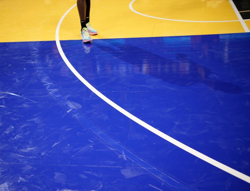 The three-point line on the Nuggets' court
