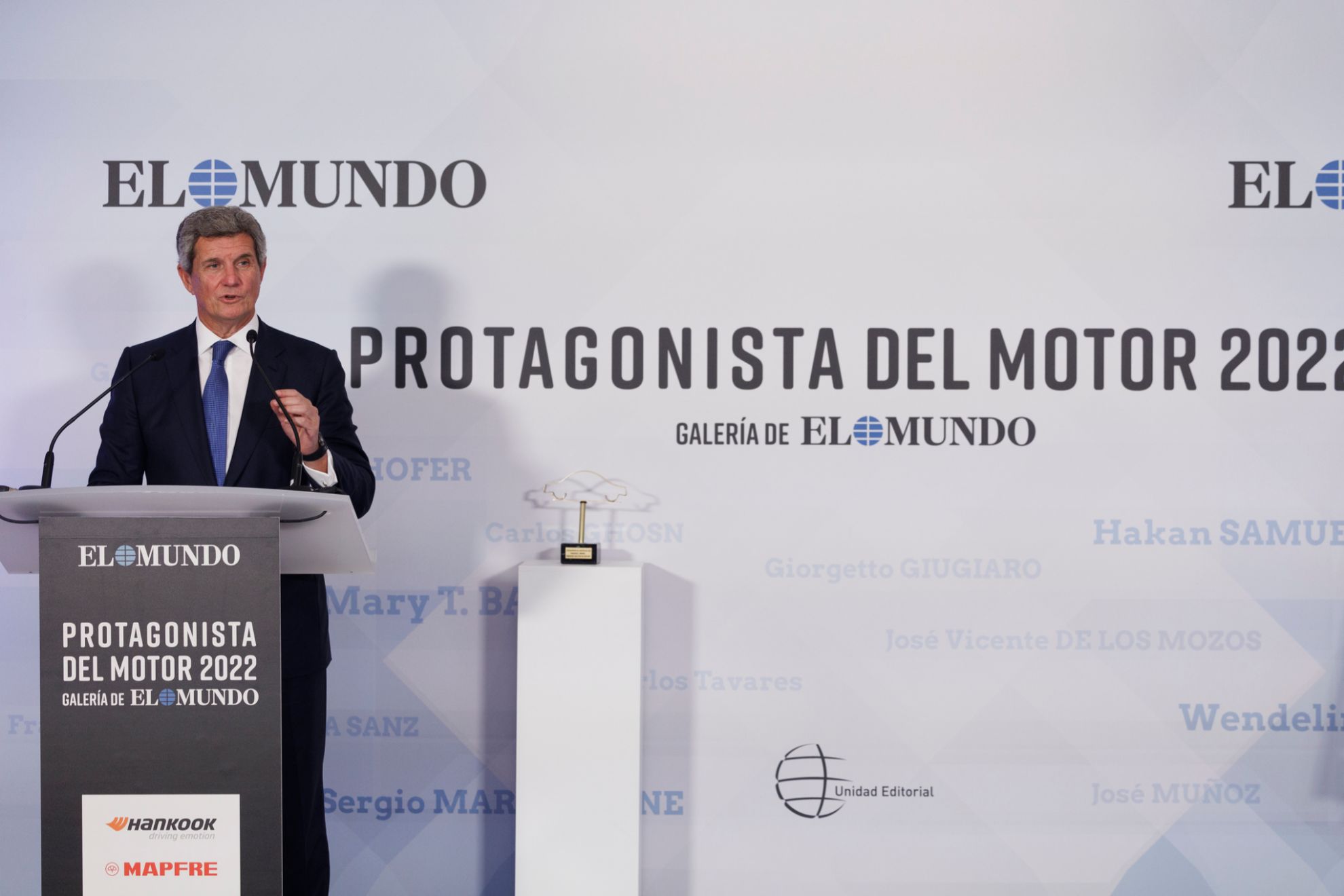 El consejero delegado de Gestamp, Francisco Riberas, en su discurso tras recibir el premio Protagonista del Motor 2022.