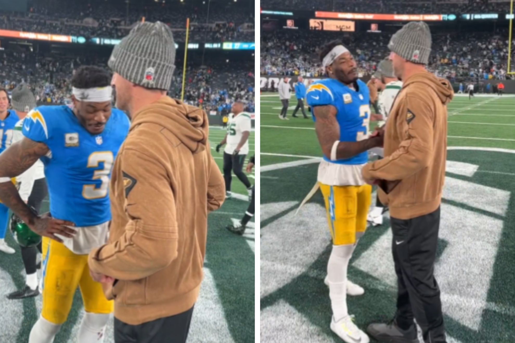 Aaron Rodgers tells Chargers safety Derwin James when he will return to play