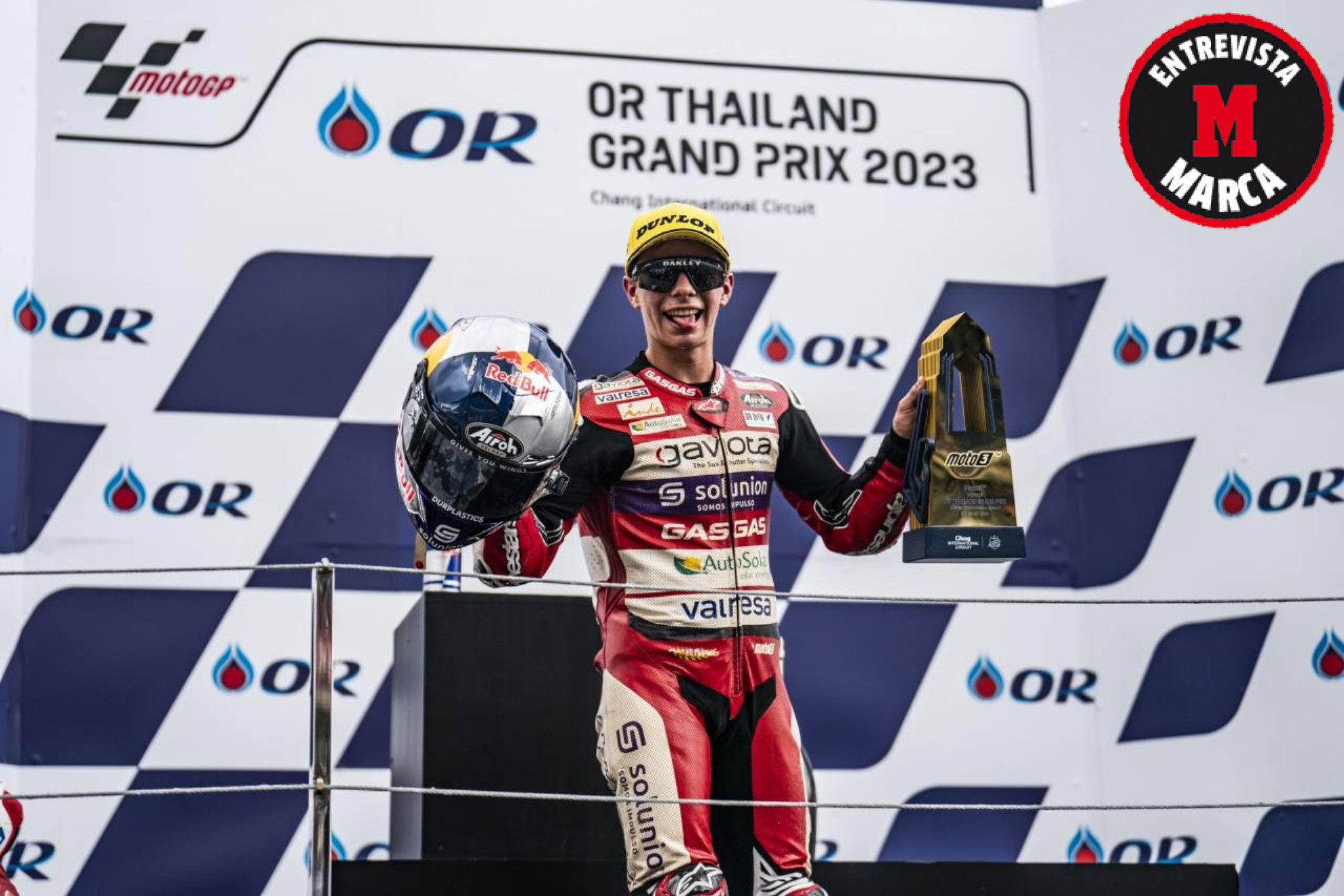 David Alonso, en el podio de Tailandia.