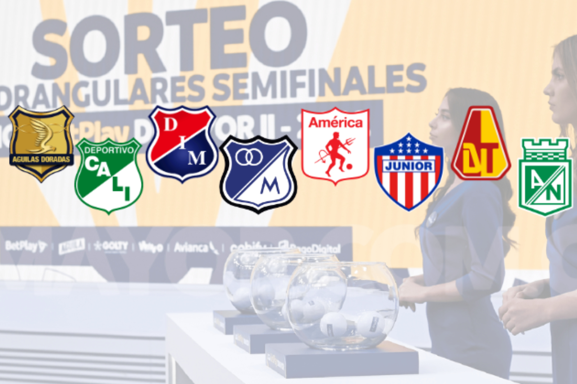 Sorteo de cuadrangulares de la Liga Colombiana 2-2023 y de final de Copa Colombia 2023 (Dimayor - Clubes FPC - Marca)
