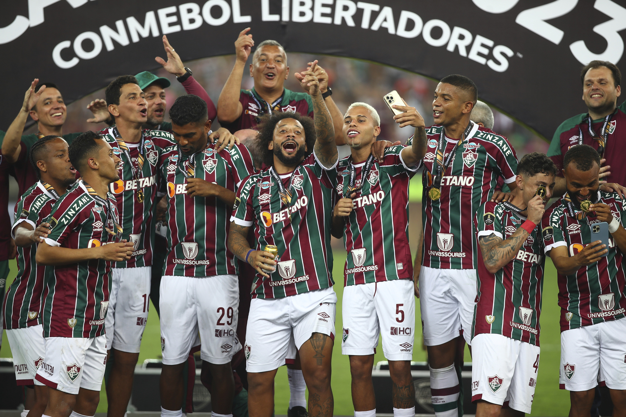 Los jugadores del Fluminense celebrando la Copa Libertadores