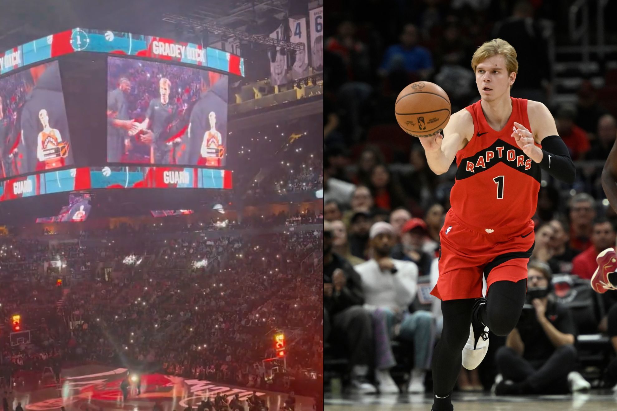Gradey Dick was in the Raptor's starting lineup for the first time, against the Bucks.