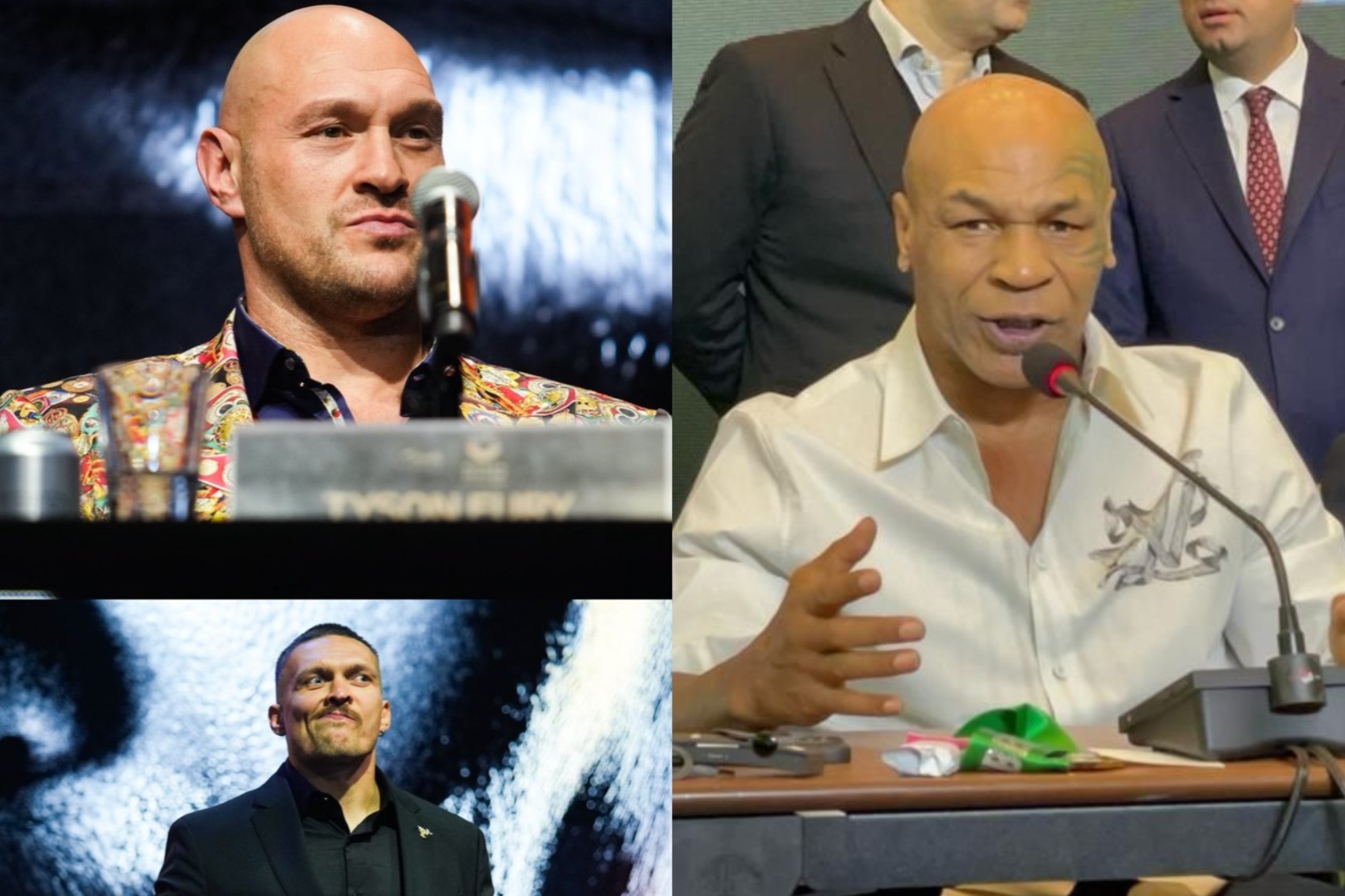 Mashup image of Mike Tyson, Tyson Fury and Oleksandr Usyk