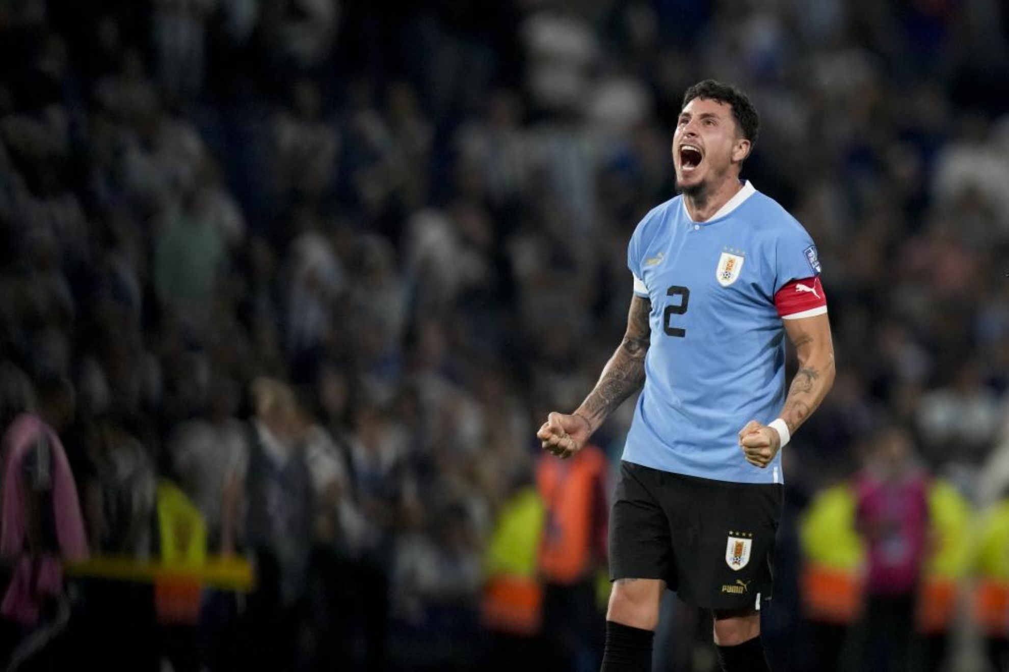Giménez celebra el triunfo ante Argentina.