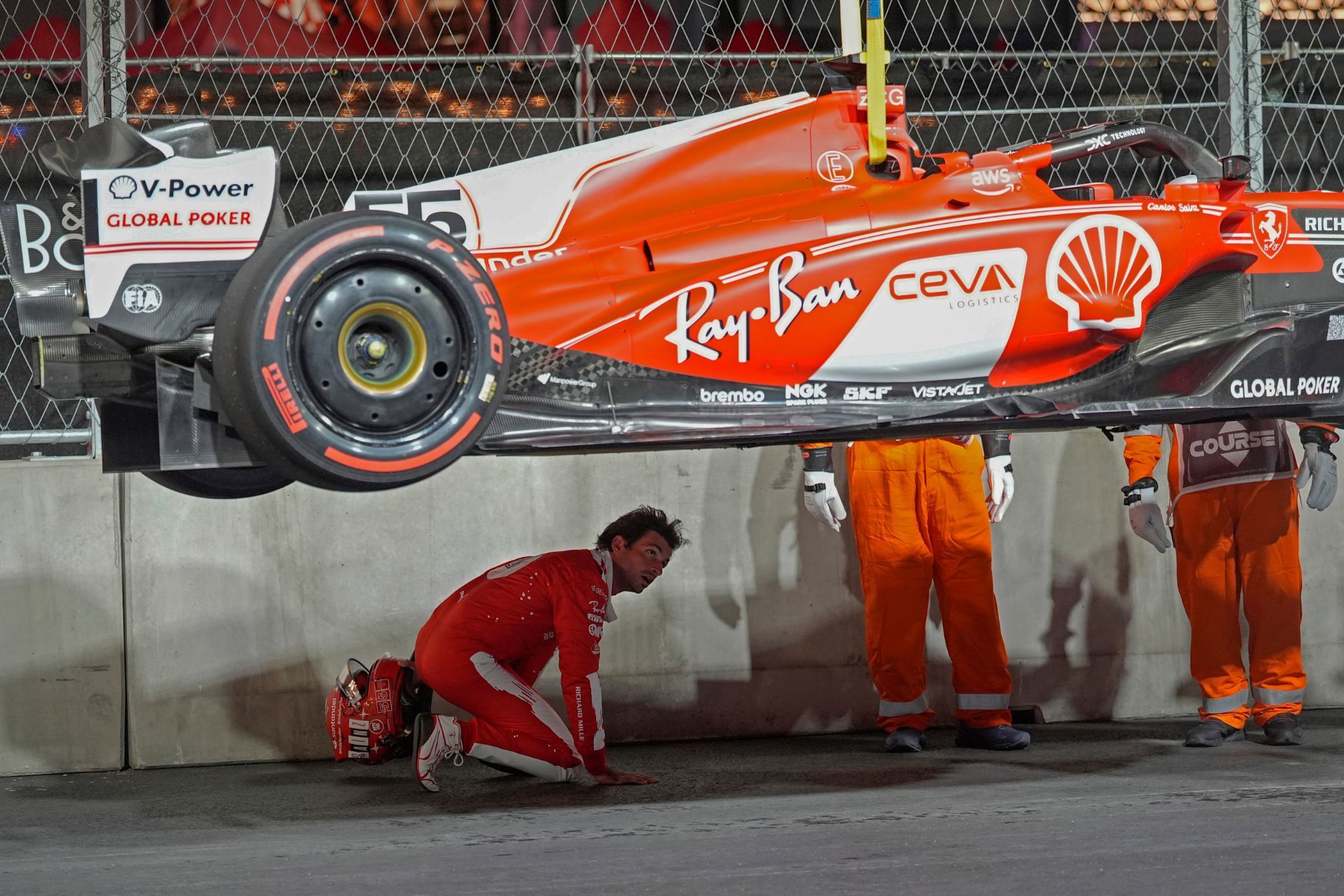 Ferrari damaged, fans told to leave as F1 gets off to rough Las Vegas GP start
