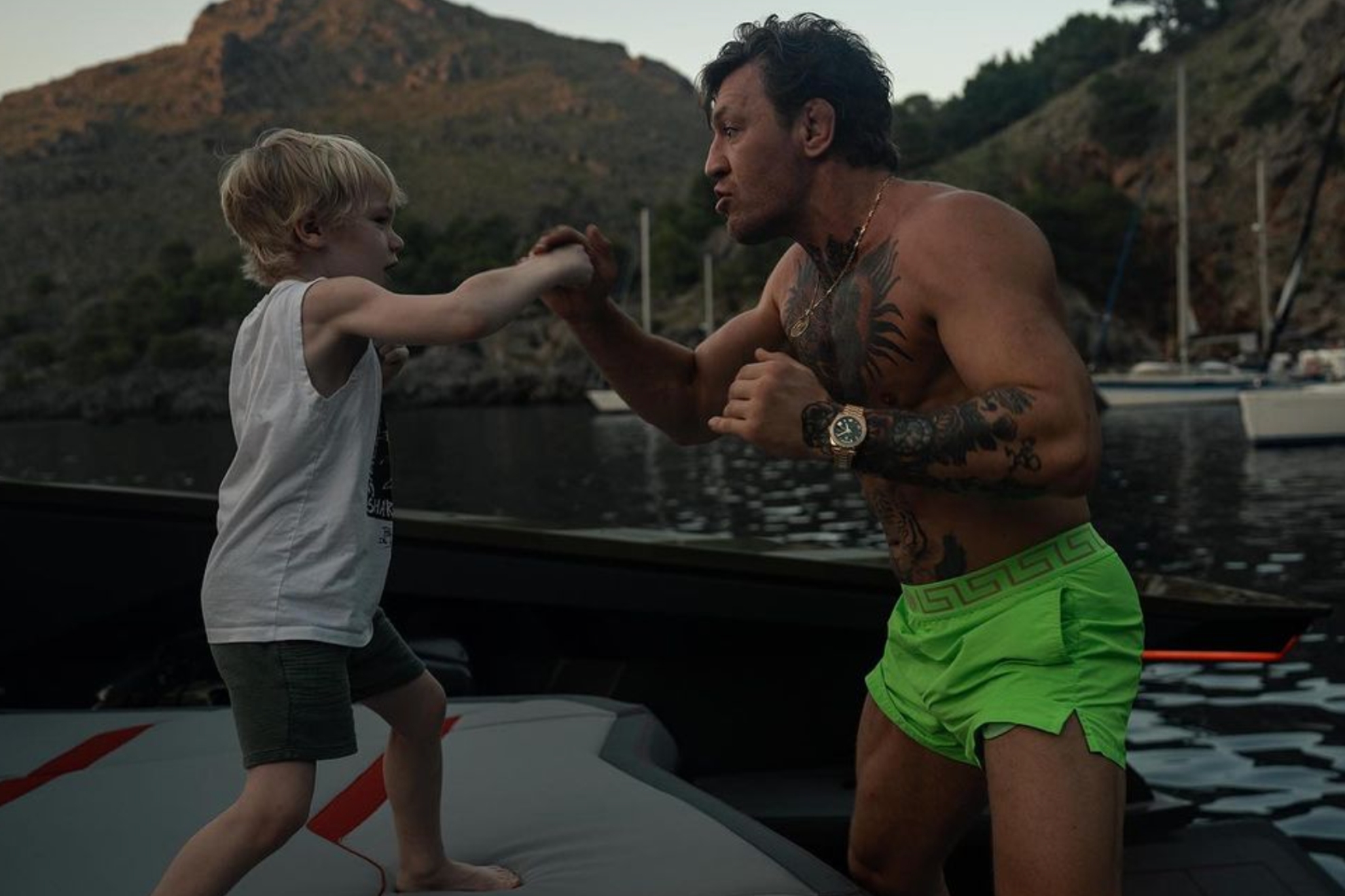 Conor McGregor training with his firstborn