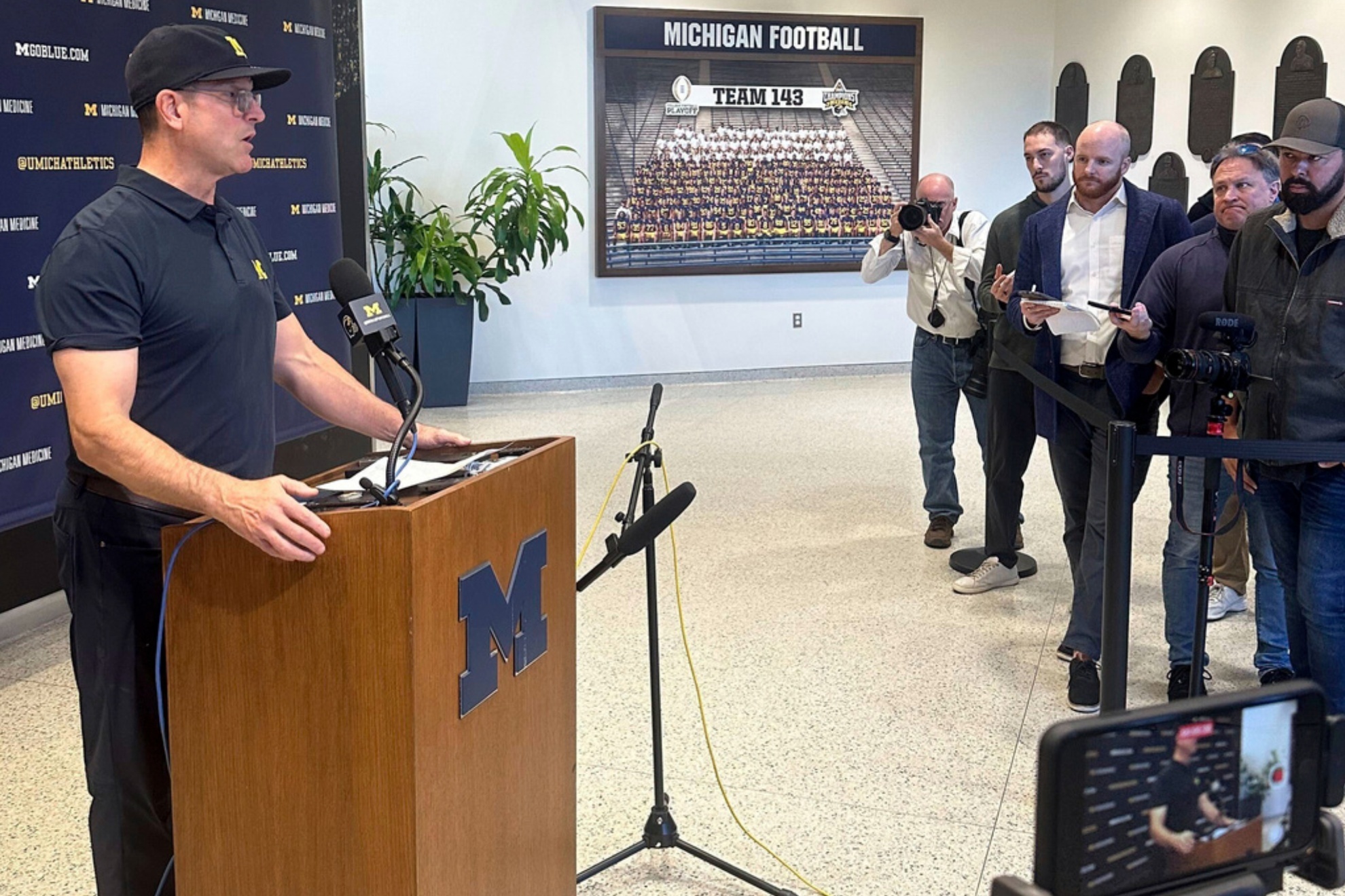 Jim Harbaugh addresses the signal stealing scandal.