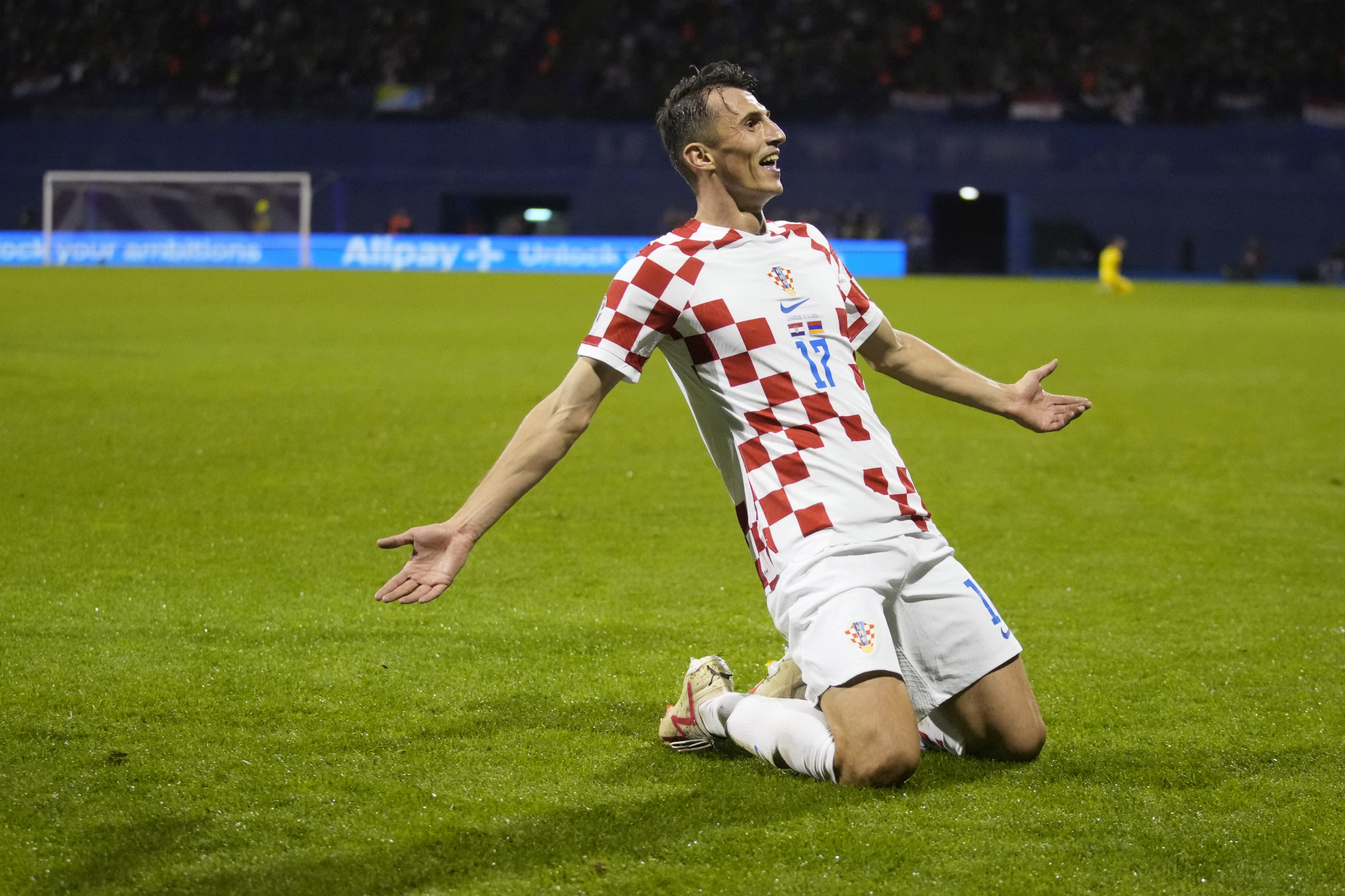 Ante Budimir celebra el 1-0 de Croacia.