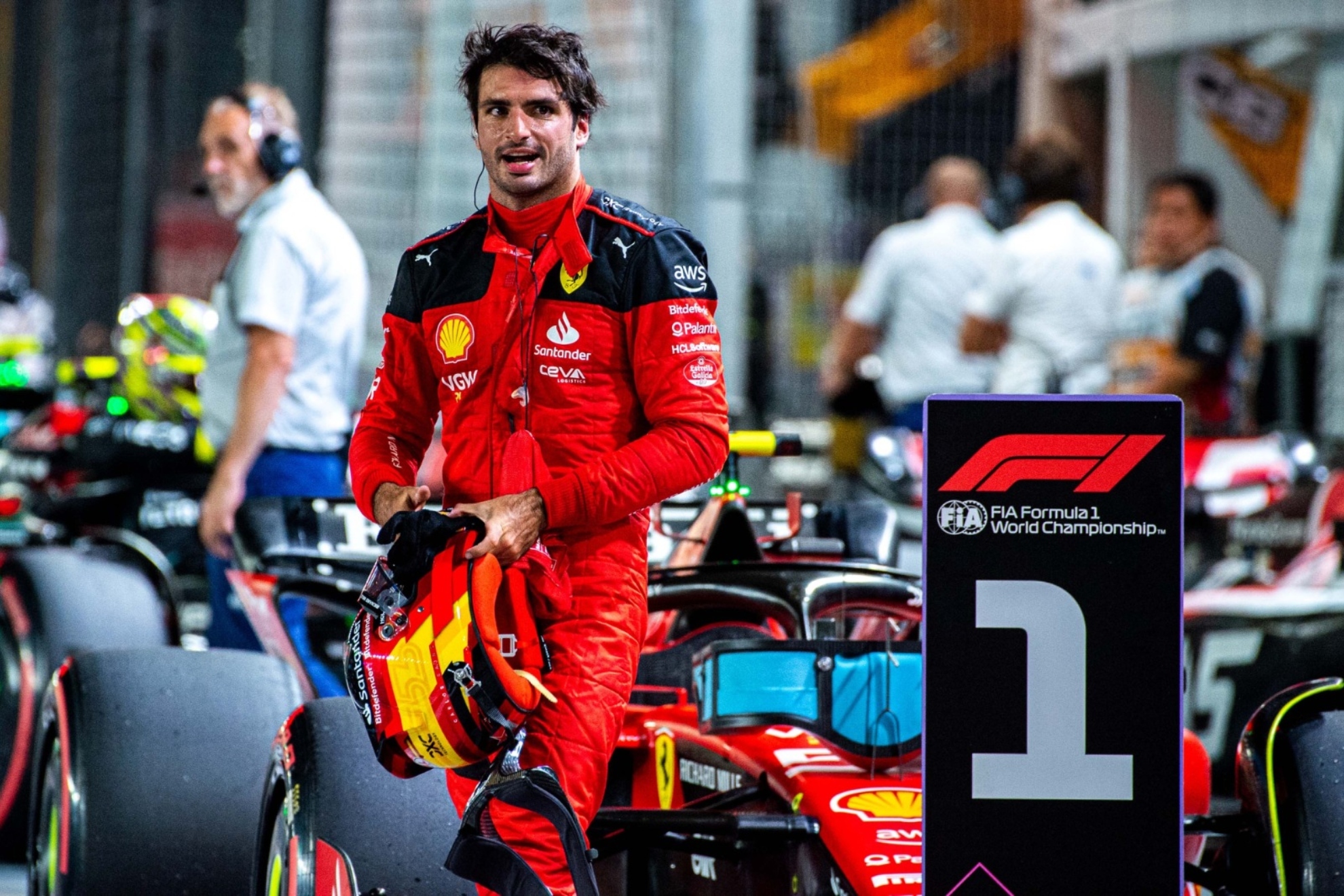 Carlos Sainz durante el GP de Singapur donde consigui