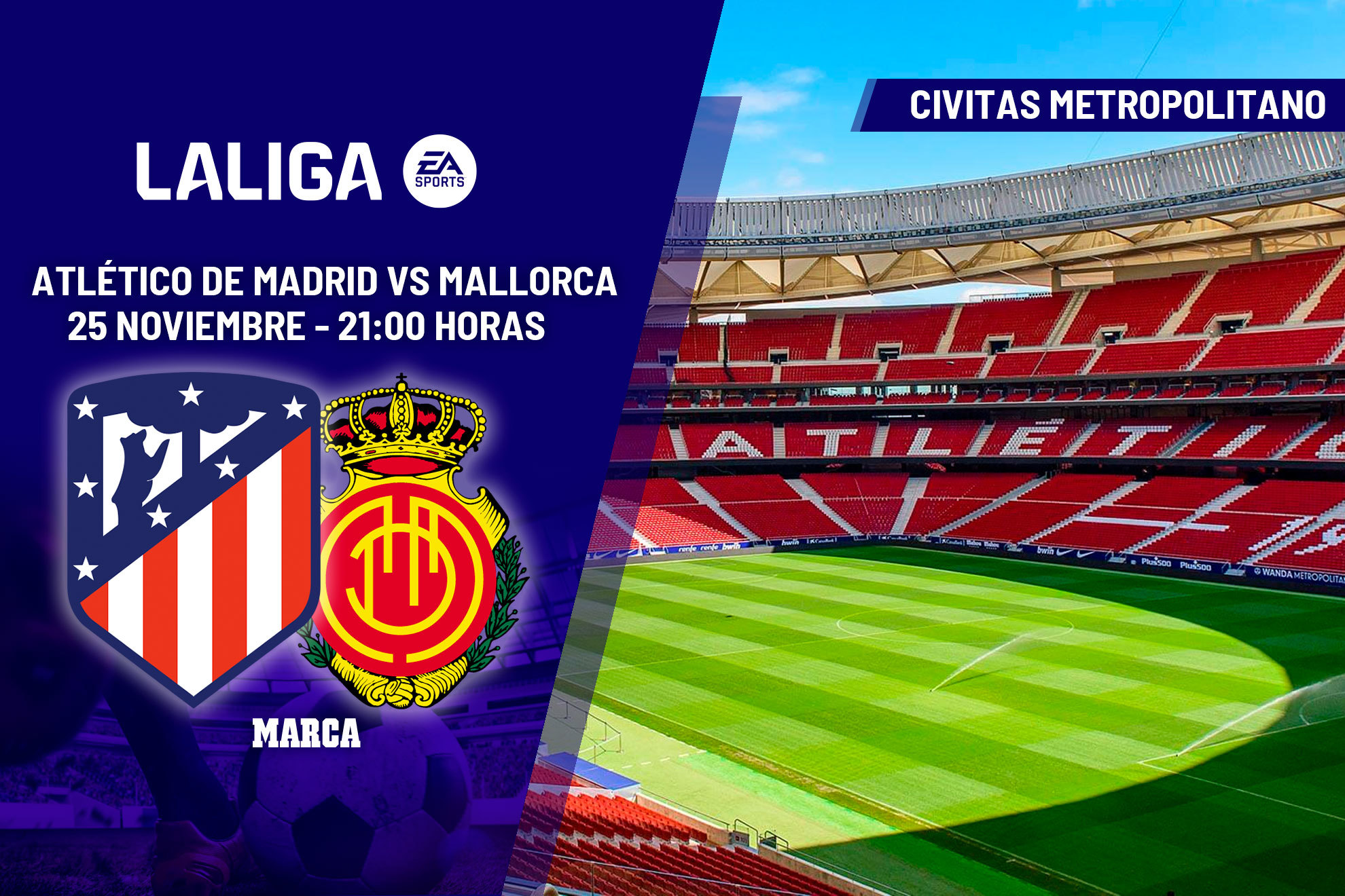 Atlético - Mallorca: horario y dónde ver hoy en TV y online la jornada 14 de LaLiga EA Sports
