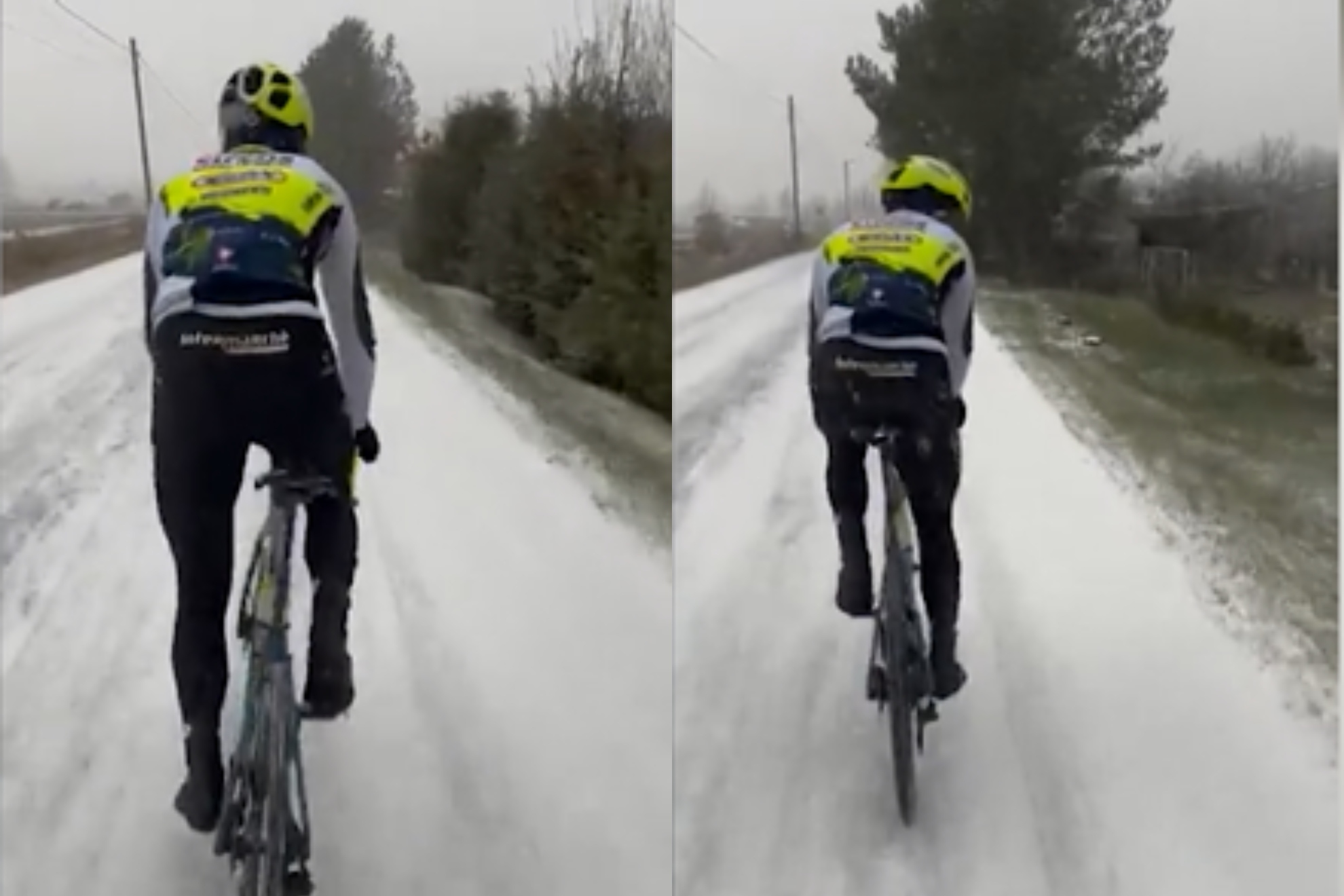El llamativo vídeo del ciclista Mihkels entrenando bajo la nieve