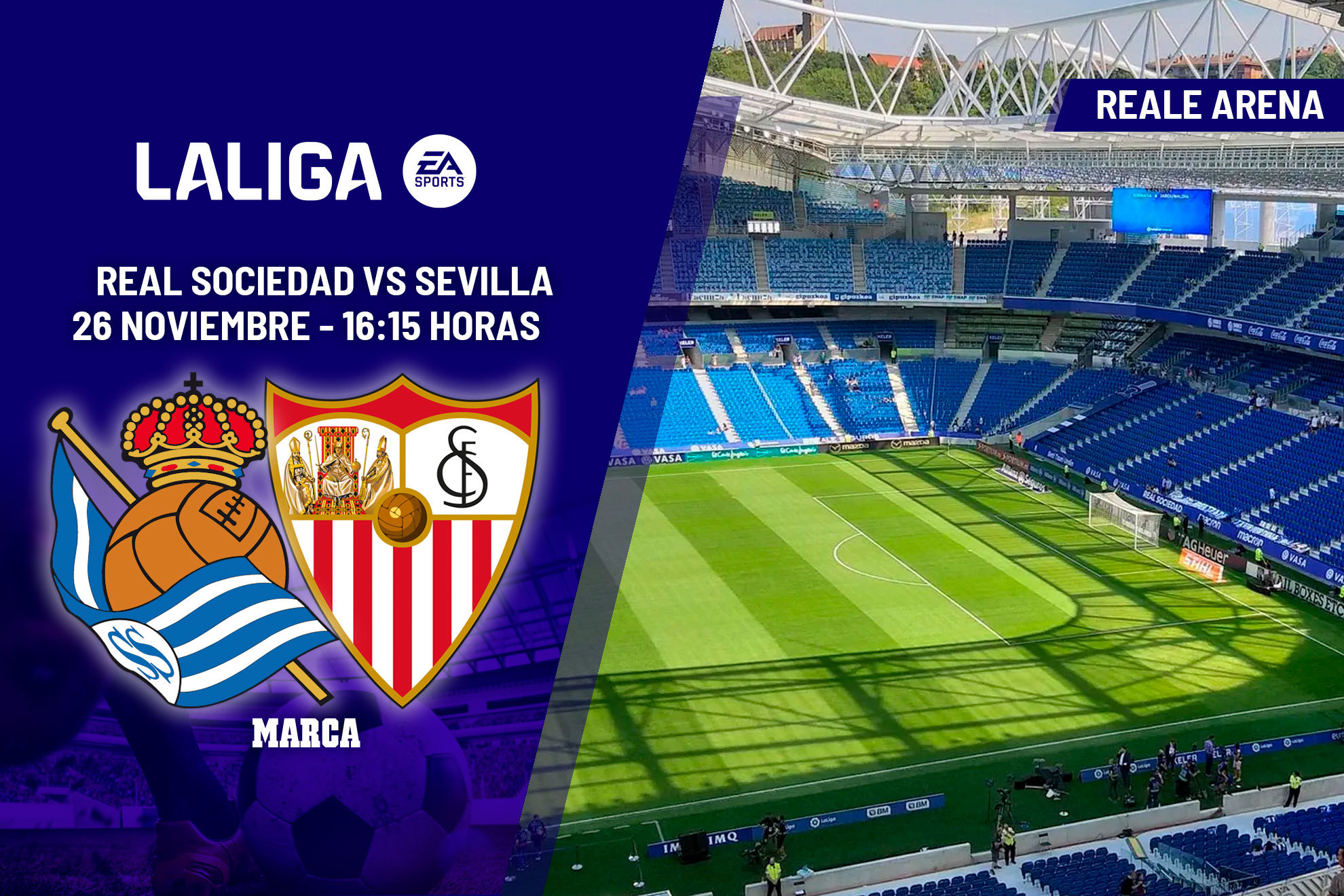 Real Sociedad - Sevilla:  horario y dónde ver hoy en TV y online la jornada 14 de LaLiga EA Sports