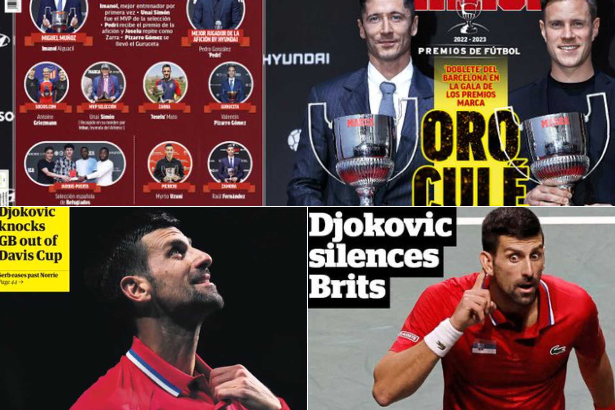 Las portadas: Oro culé y Djokovic en la prensa inglesa