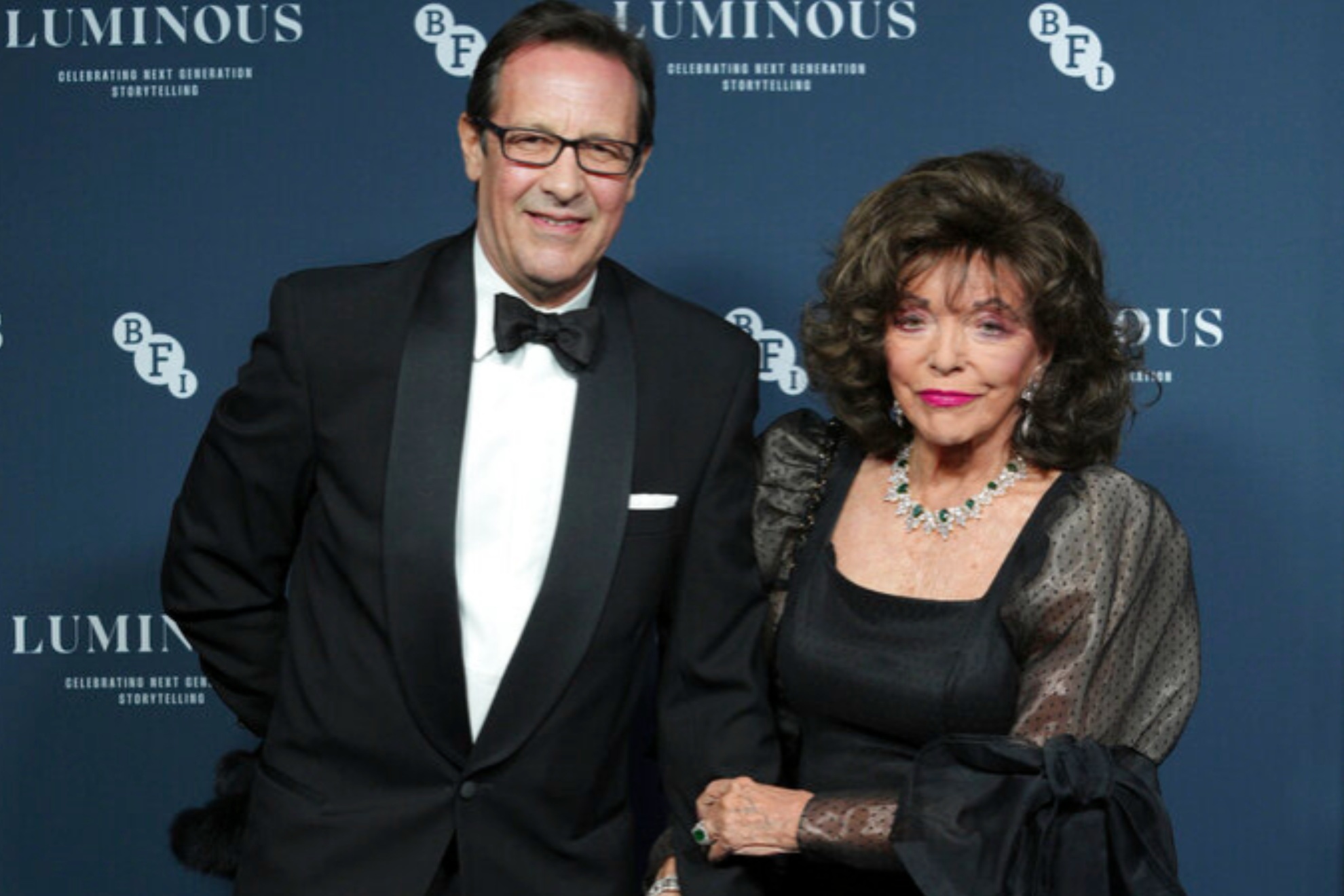 Joan Collins made a public appearance with her husband Percy Gibson in London on Thursday