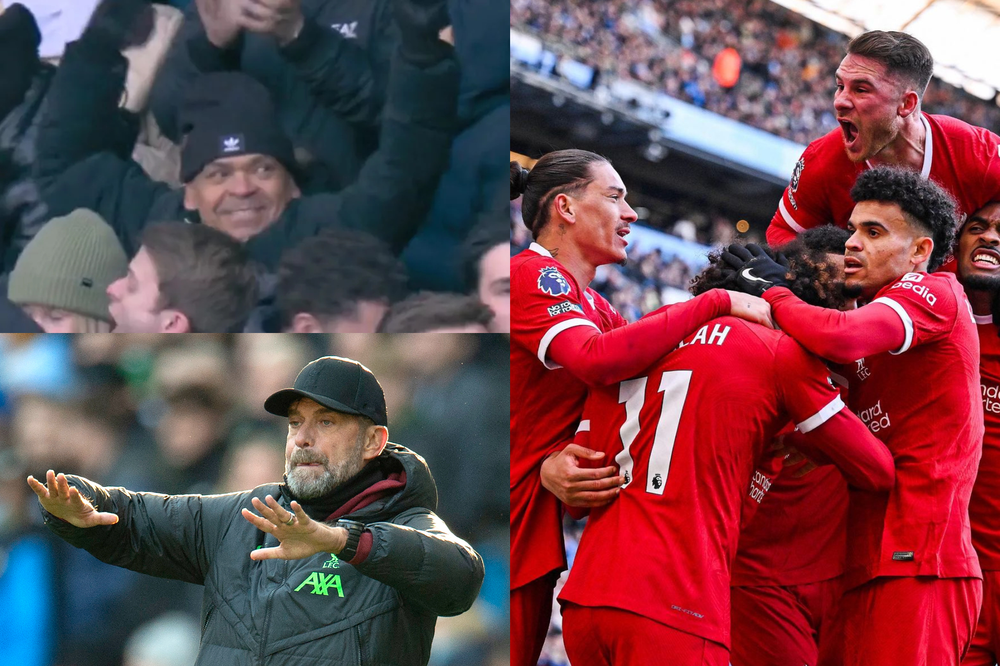 Jürgen Klopp y papá de Luis Díaz, emocionados en Manchester City vs. Liverpool (EFE - ESPN Latinoamérica - Instagram Liverpool)