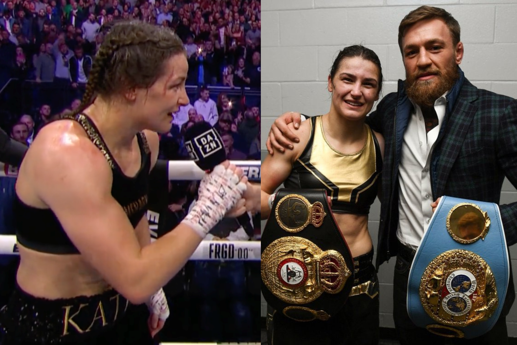 Katie Taylor post-fight after beating Chantelle Cameron.