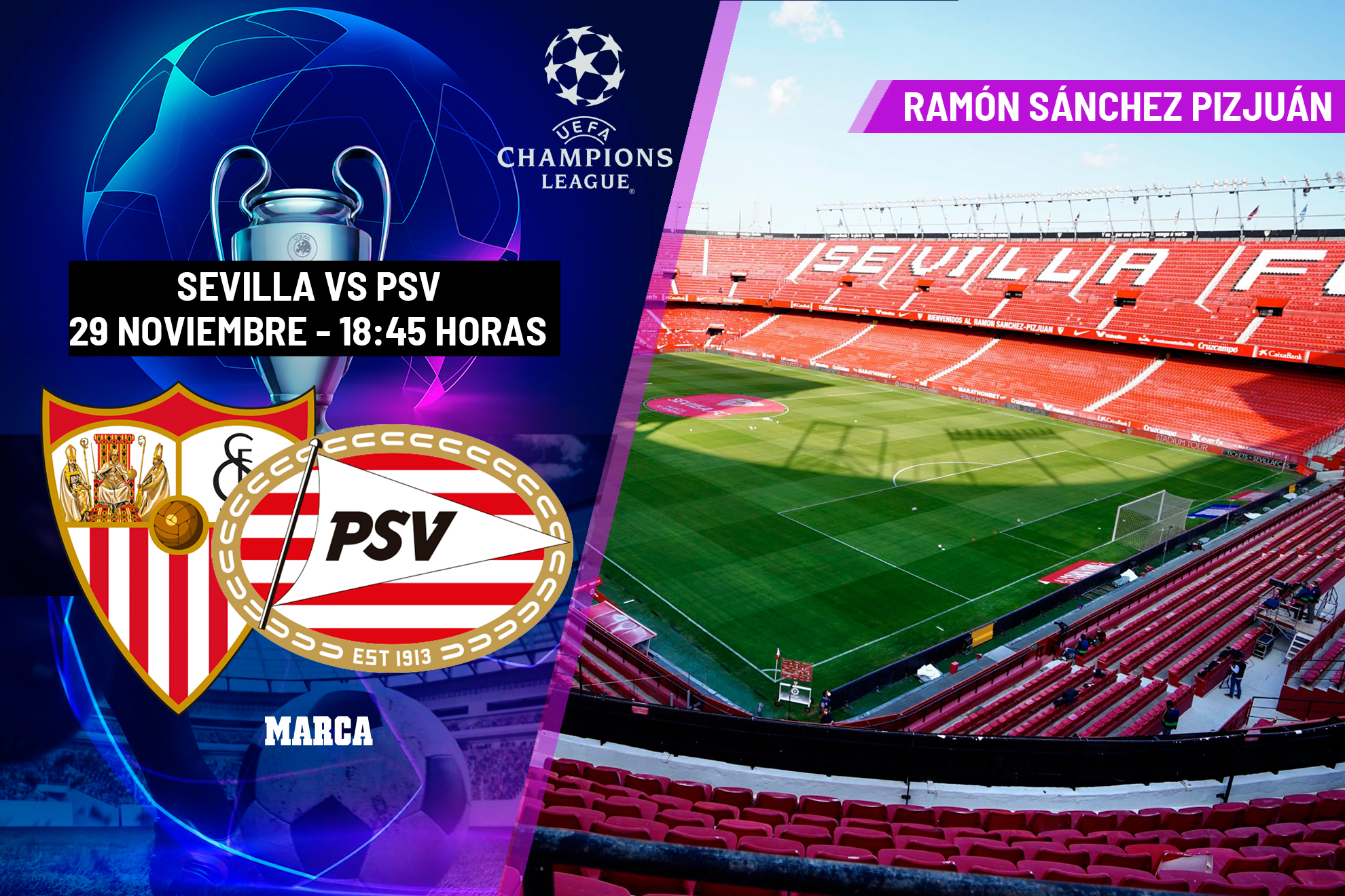 Sevilla - PSV: horario y dónde ver en TV y online la Champions League