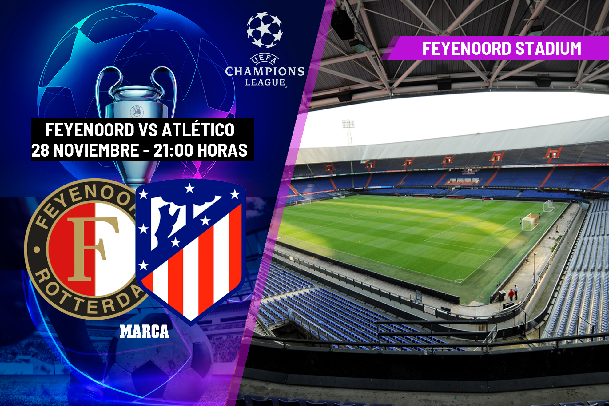 Feyenoord - Atlético de Madrid: a qué hora es, canal y dónde ver en TV la Champions League
