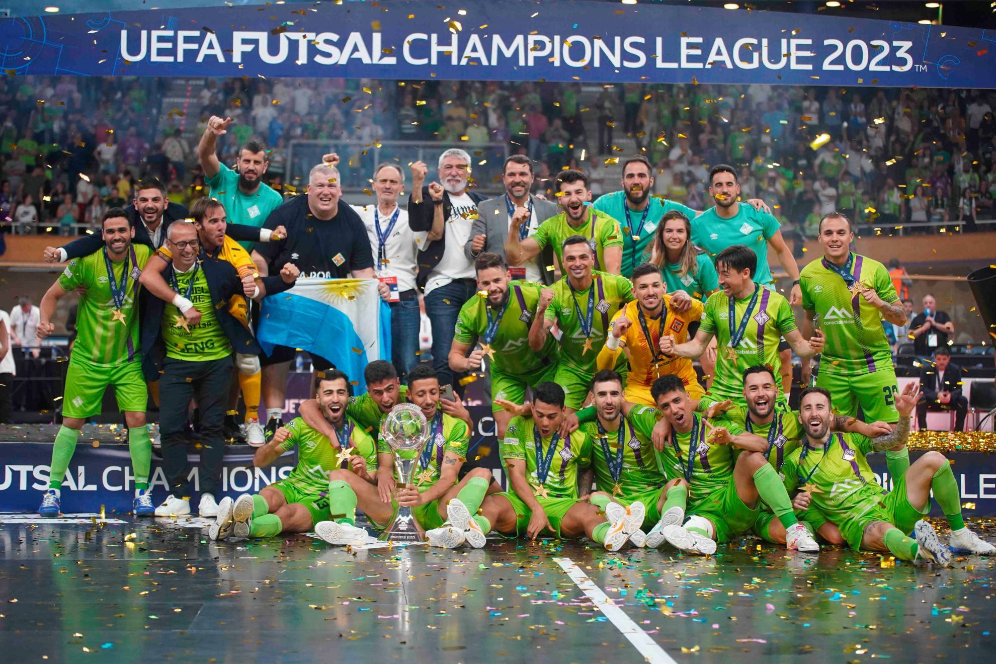 Illes Balears Palma Futsal celebra la Copa de Europa en el Velòdrom.