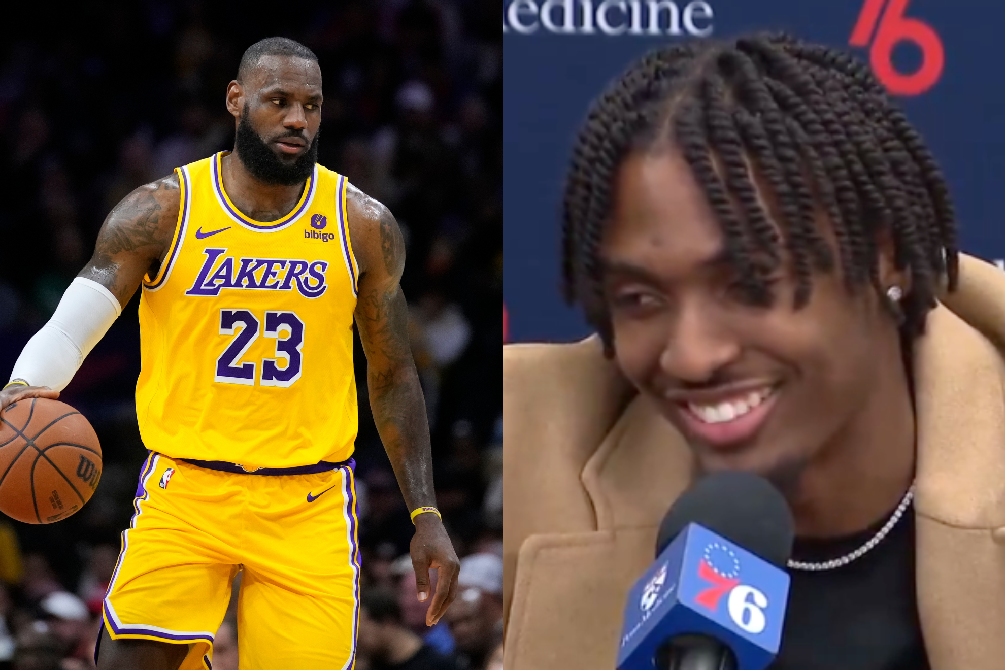 LeBron James and Tyrese Maxey battled on Monday night.