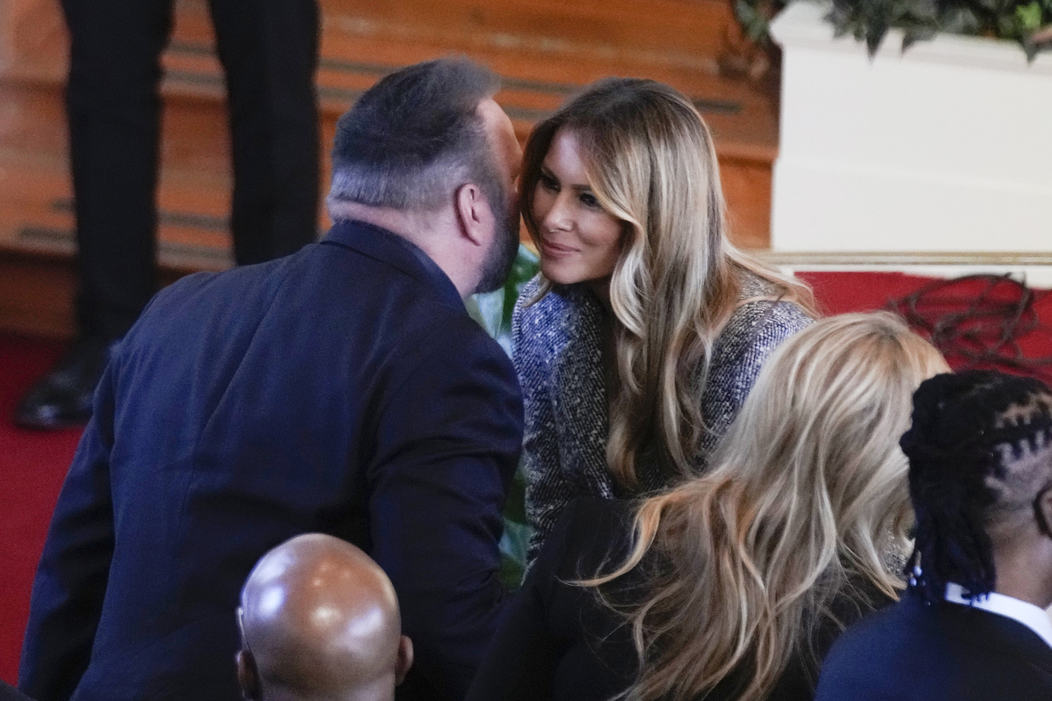 Former First Lady Melania Trump, speaks with Garth Brooks during a tribute service to former first lady Rosalynn Carter