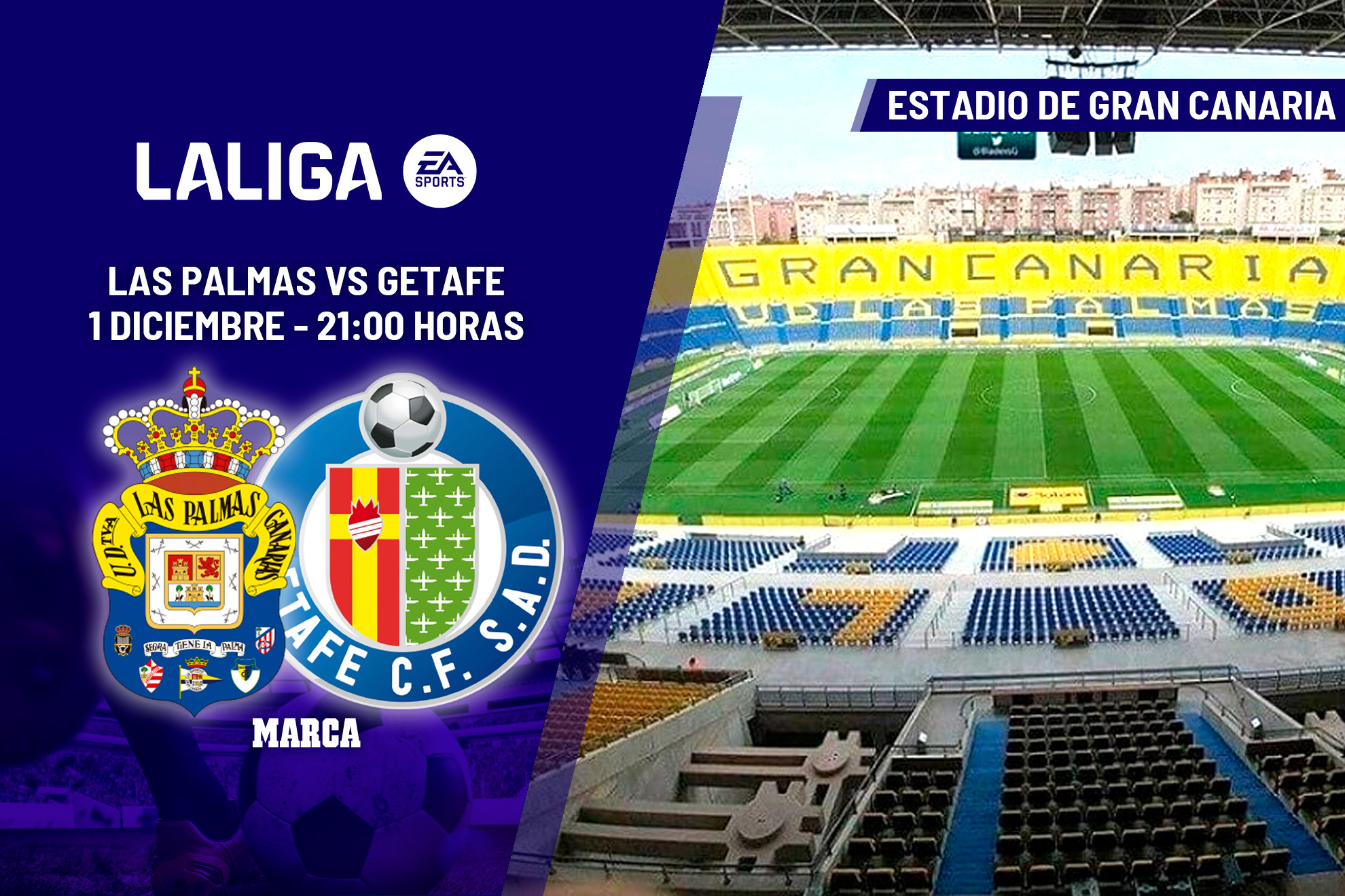 Las Palmas - Getafe: horario y dónde ver en TV y online la jornada 15 de LaLiga EA Sports