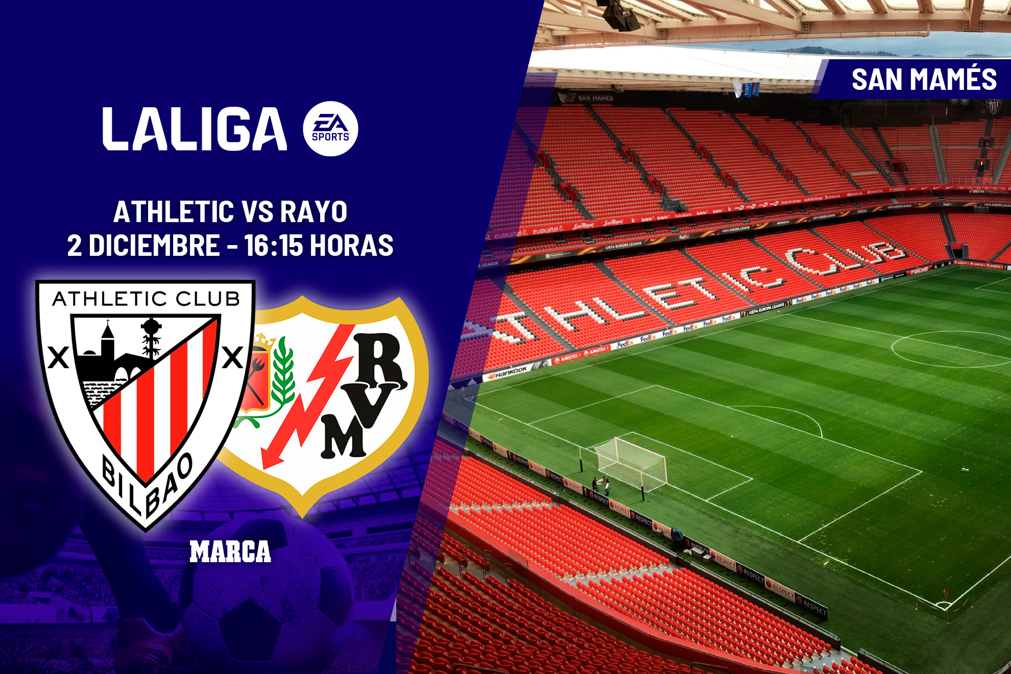 Athletic Club - Rayo Vallecano: horario y dónde ver en TV y online la jornada 15 de LaLiga EA Sports