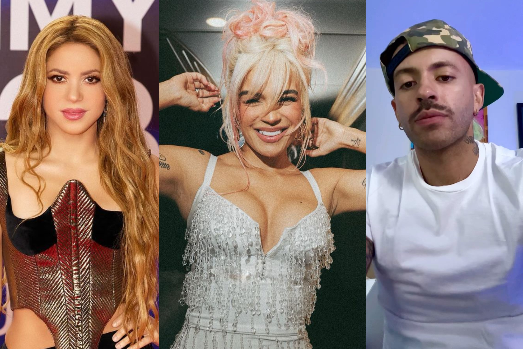 Entre los más escuchados del 2023, Karol G se llevó por delante a Shakira y Feid (Instagram: Shakira - Karol G - Feid)