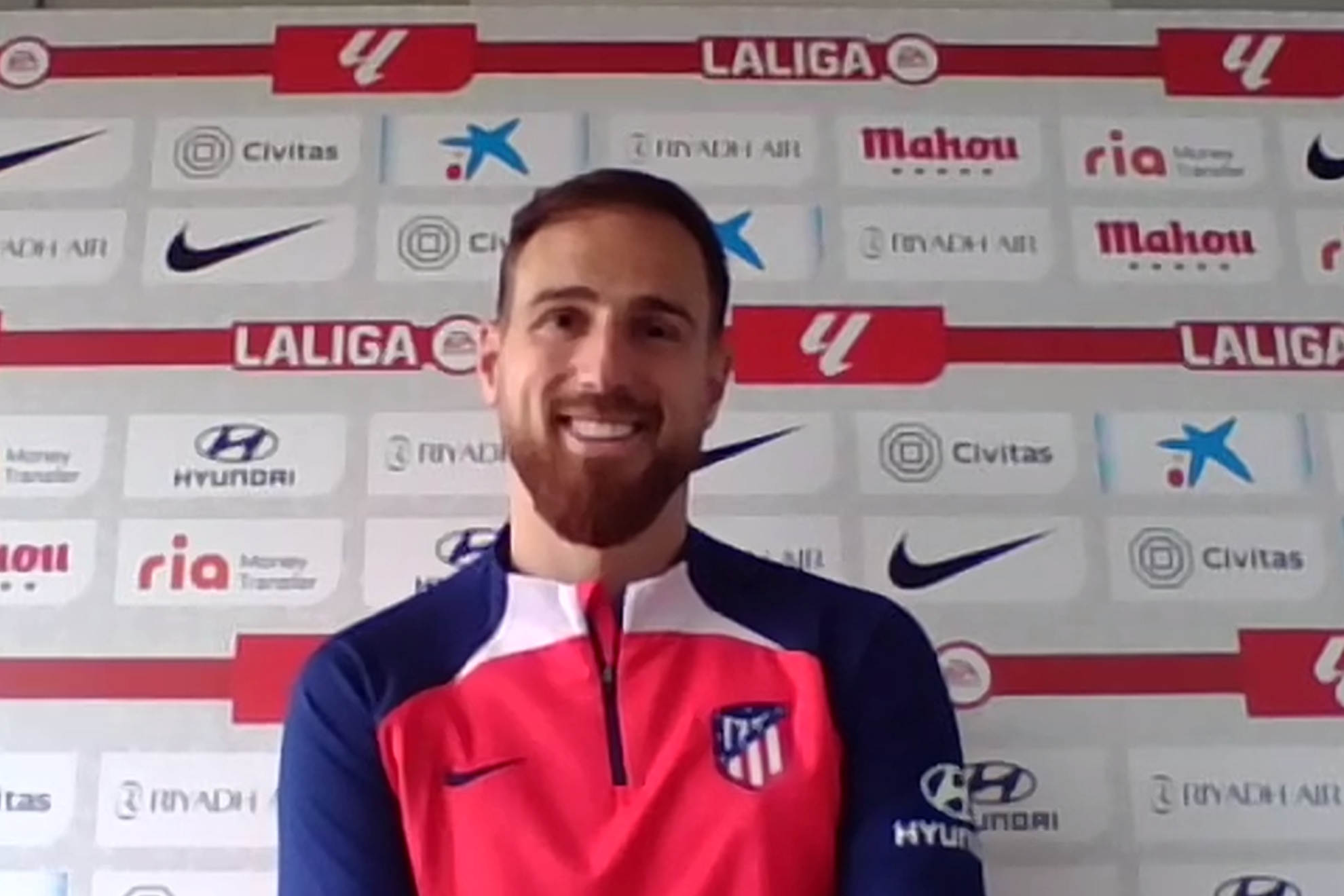 Oblak responds to a question on Thursday's Zoom call.