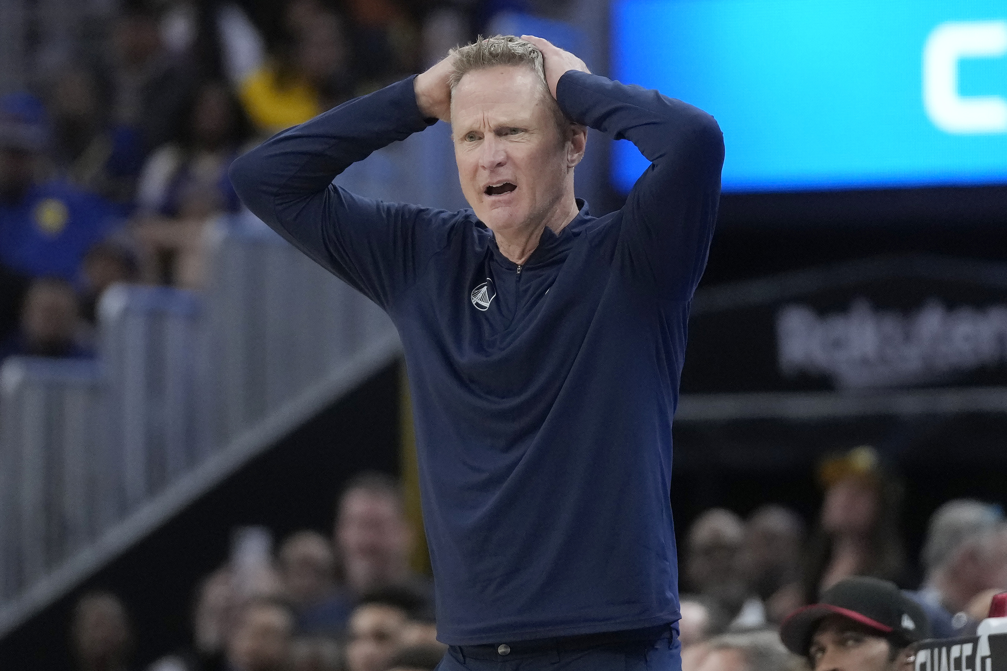 Steve Kerr was distraught after the Warriors gave up a 22-point lead to the Clippers on Saturday.