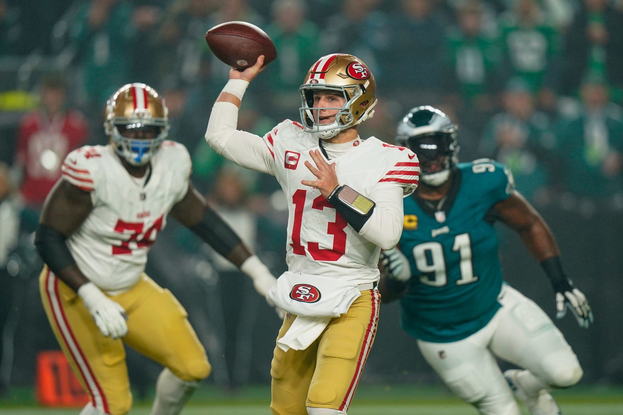 49ers QB Brock Purdy throws 4 TD passes as 49ers thump injured Hurts, Eagles