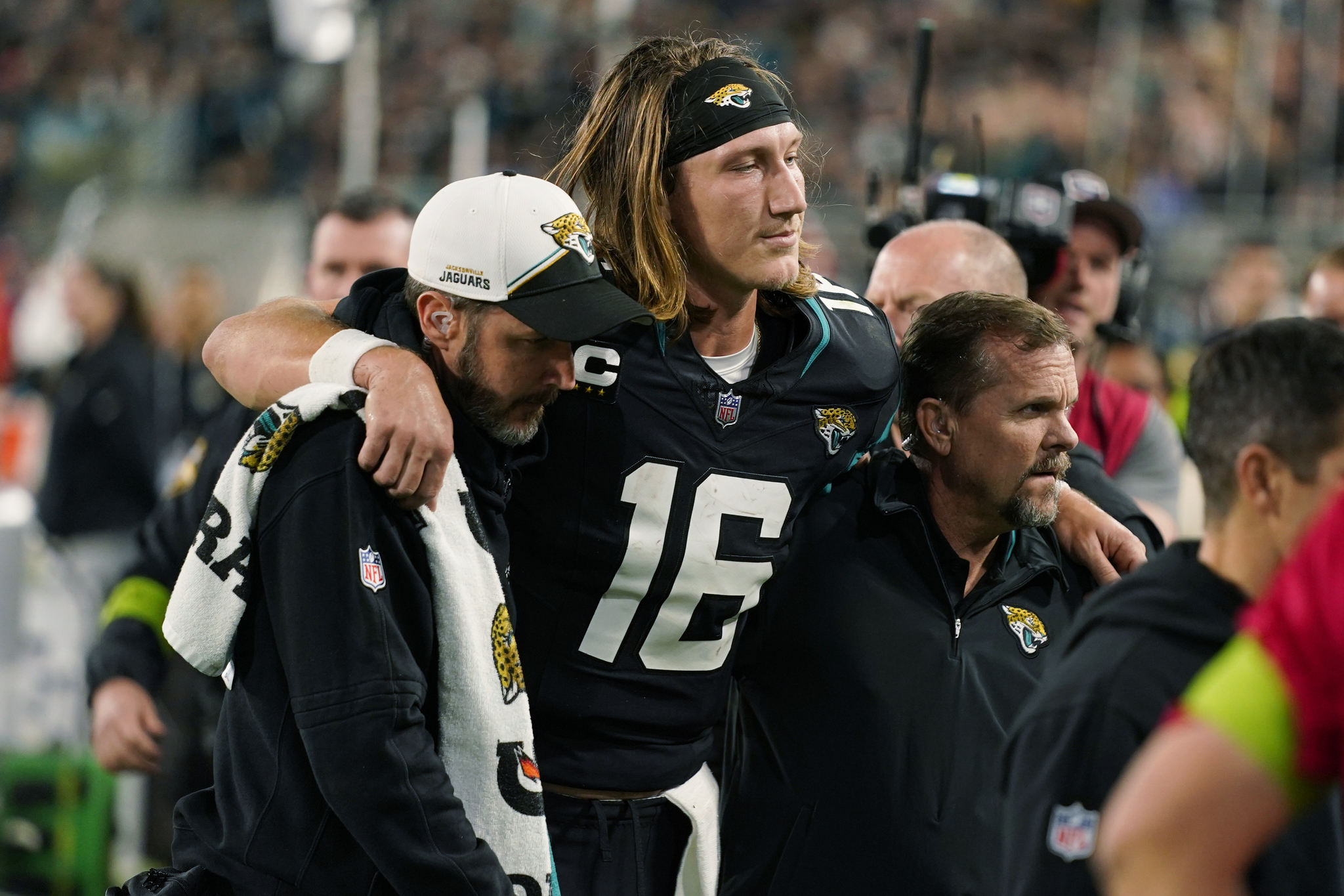 Trevor Lawrence was helped off the field after sustaining an injury on Monday Night Football.