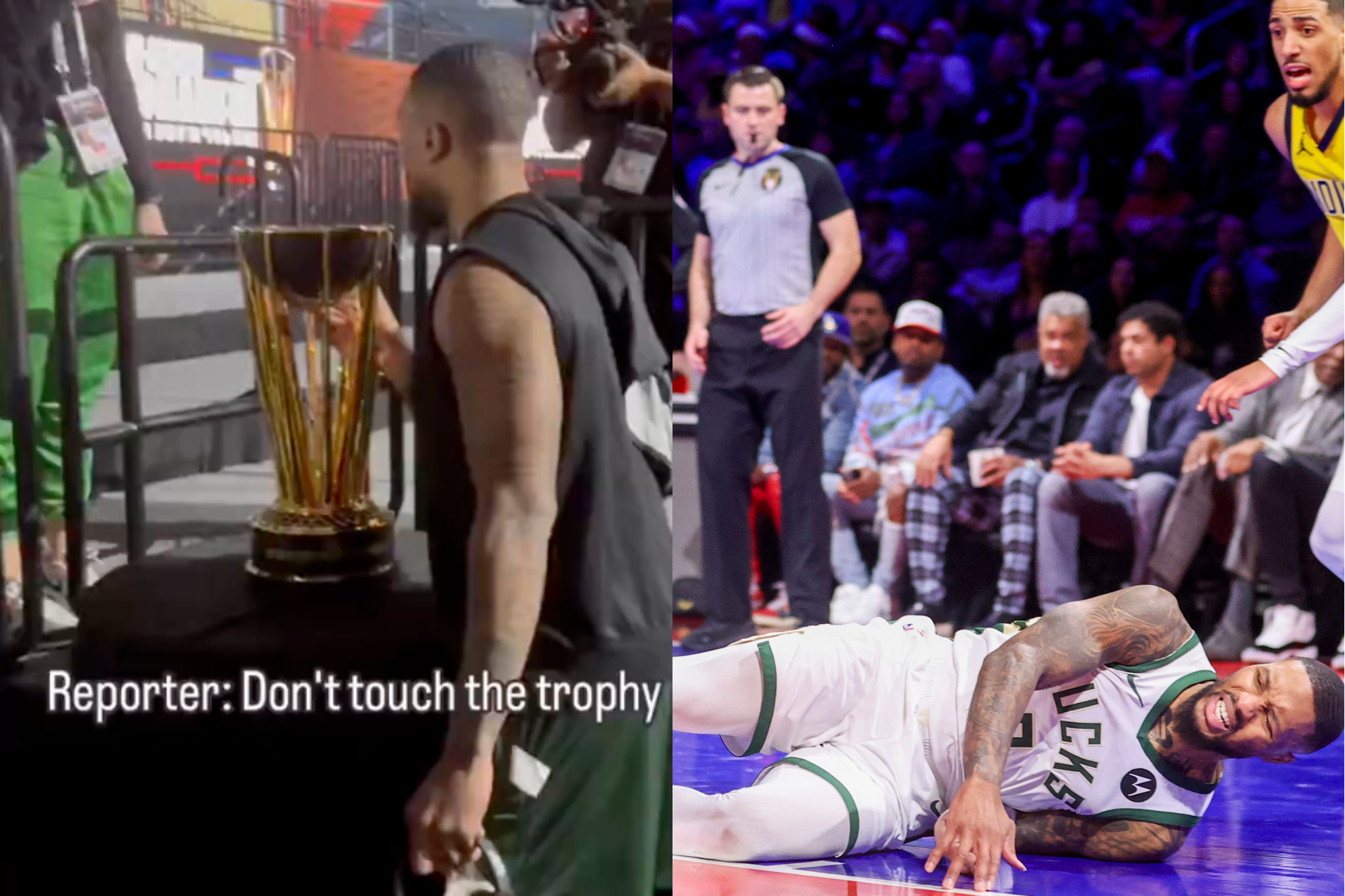 Lillard (left) touched the trophy -- and he later paid the price.