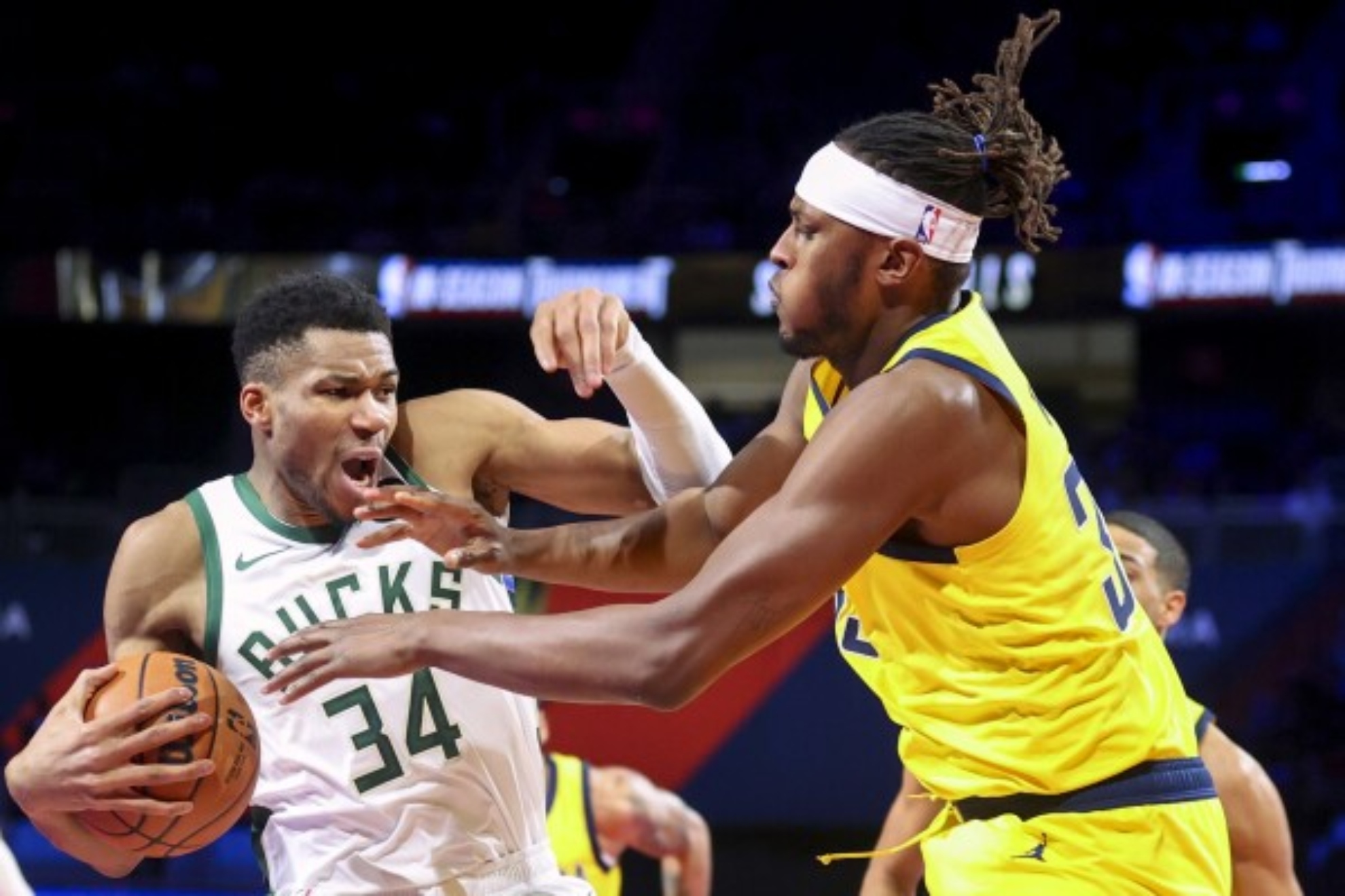 Giannis, against Myles Turner in the In-season tournament
