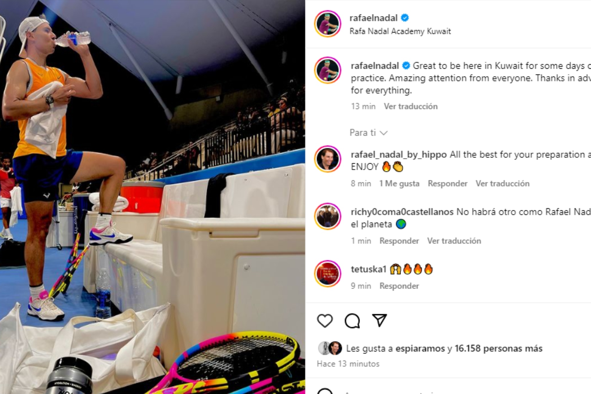 Rafa Nadal ya entrena en su academia de Kuwait para preparar el debut de Brisbane