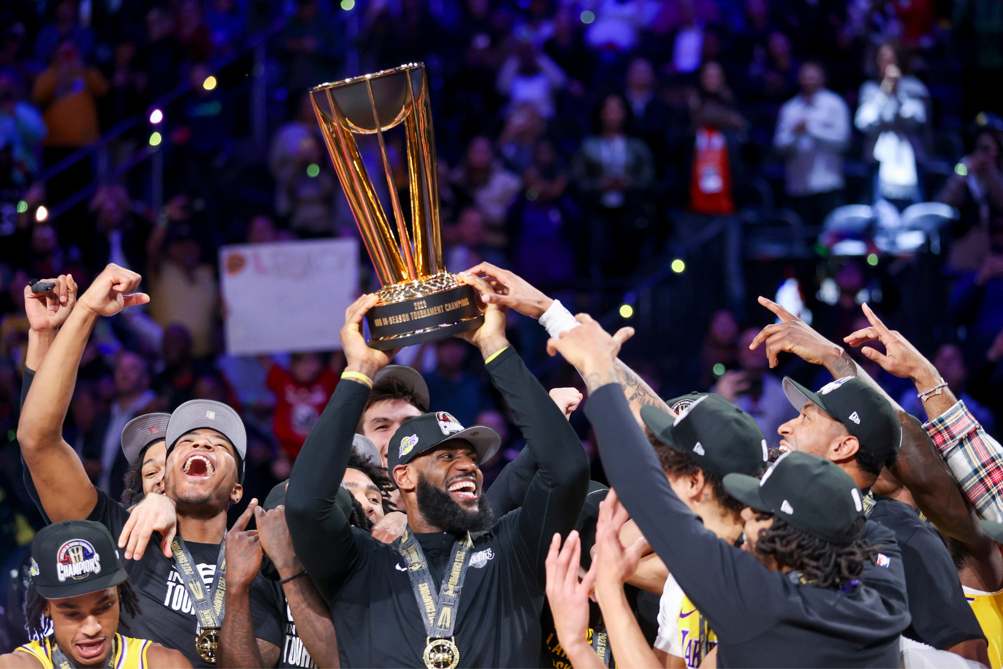 LeBron James and the Lakers will see a new banner hanging in the rafters at Crypto.com Arena.