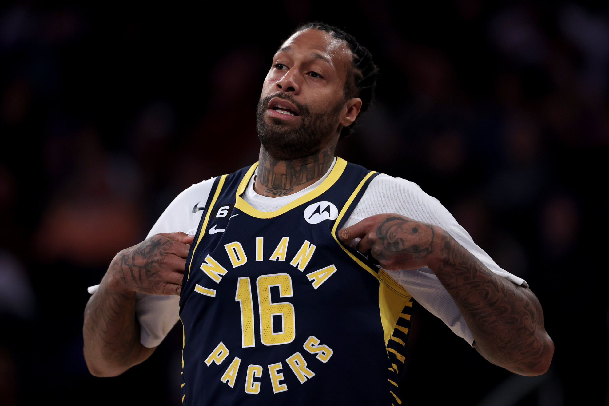 James Johnson in game action for the Pacers