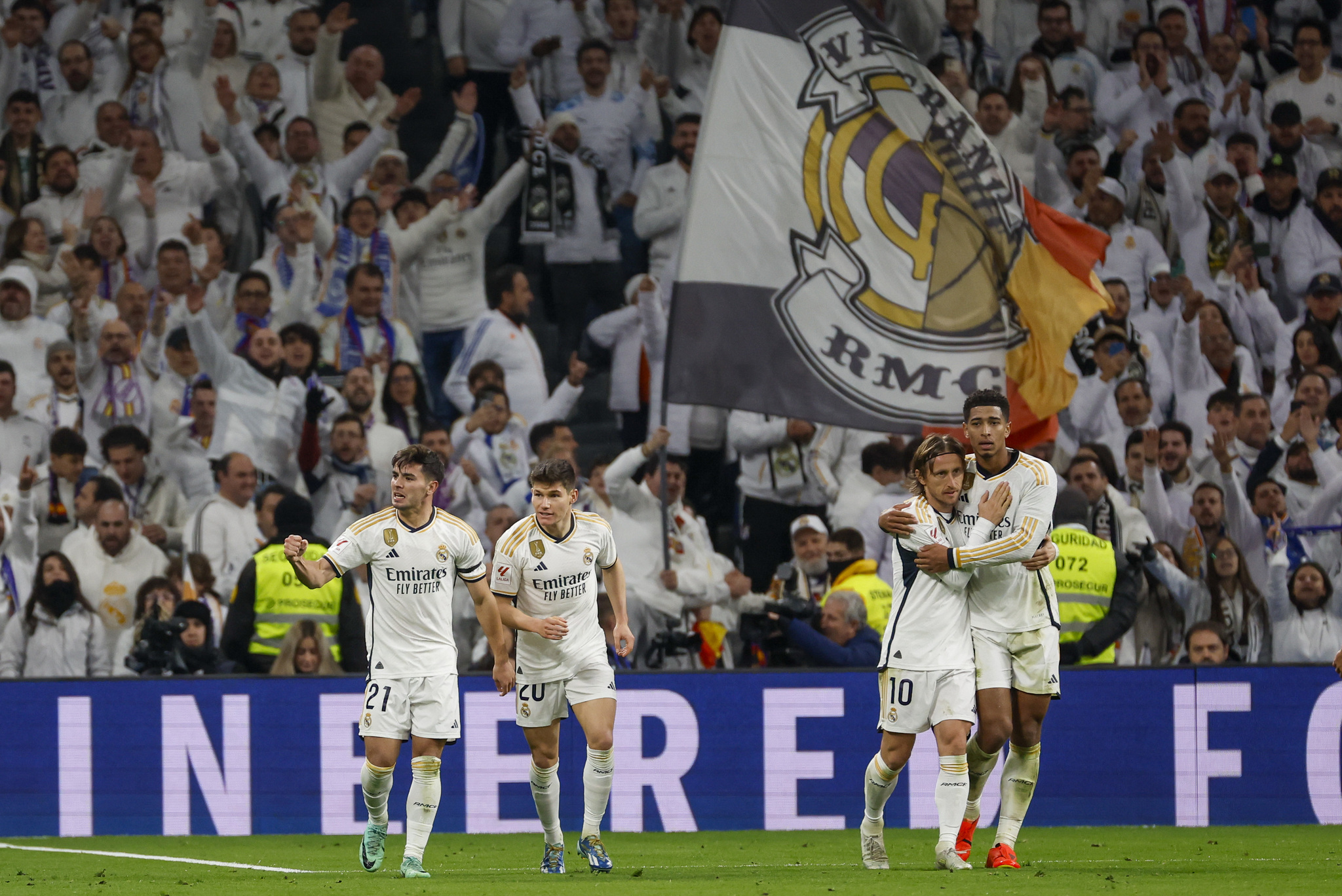 Real Madrid celebrate after scoring against Villarreal