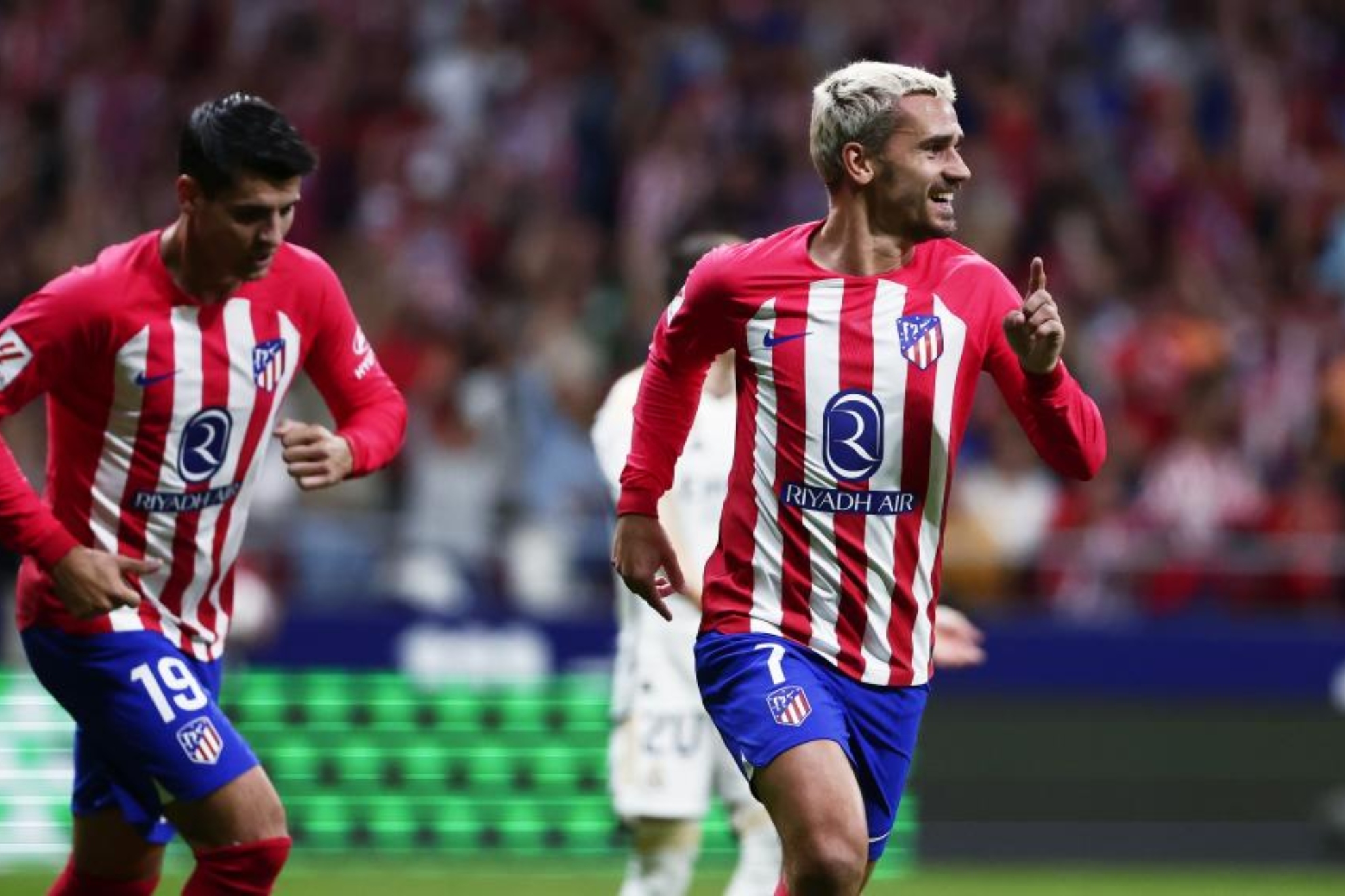 Griezmann y Morata celebran un gol del Atlético.