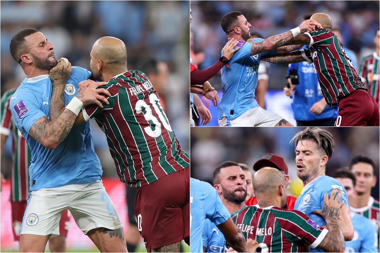 Club World Cup brawl: Felipe Melo lunged at Walker after Manchester City-Fluminense final